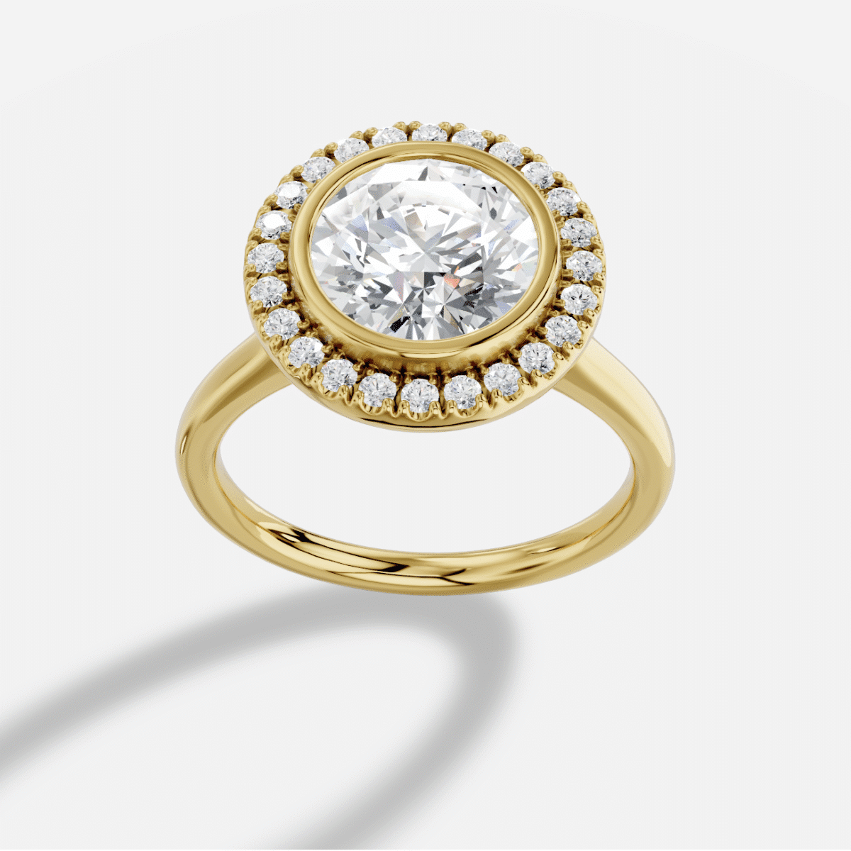 Round Diamond Ring in 18K Yellow Gold