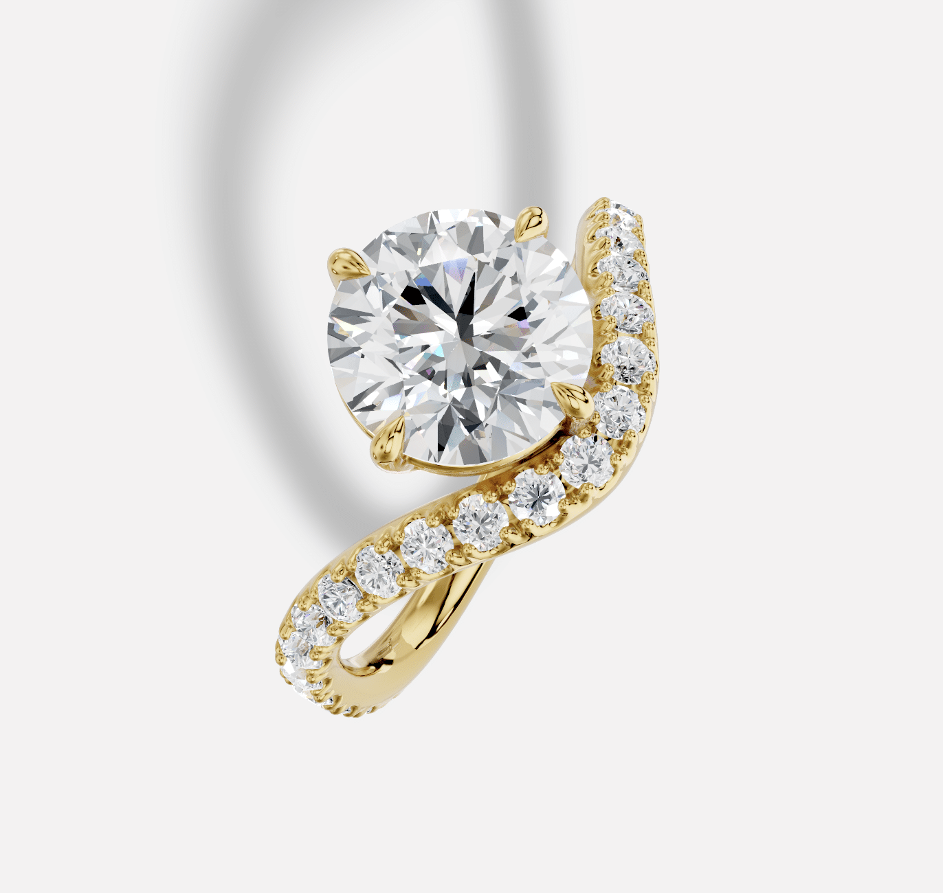 Round Diamond Ring in 18K Yellow Gold - Image 5
