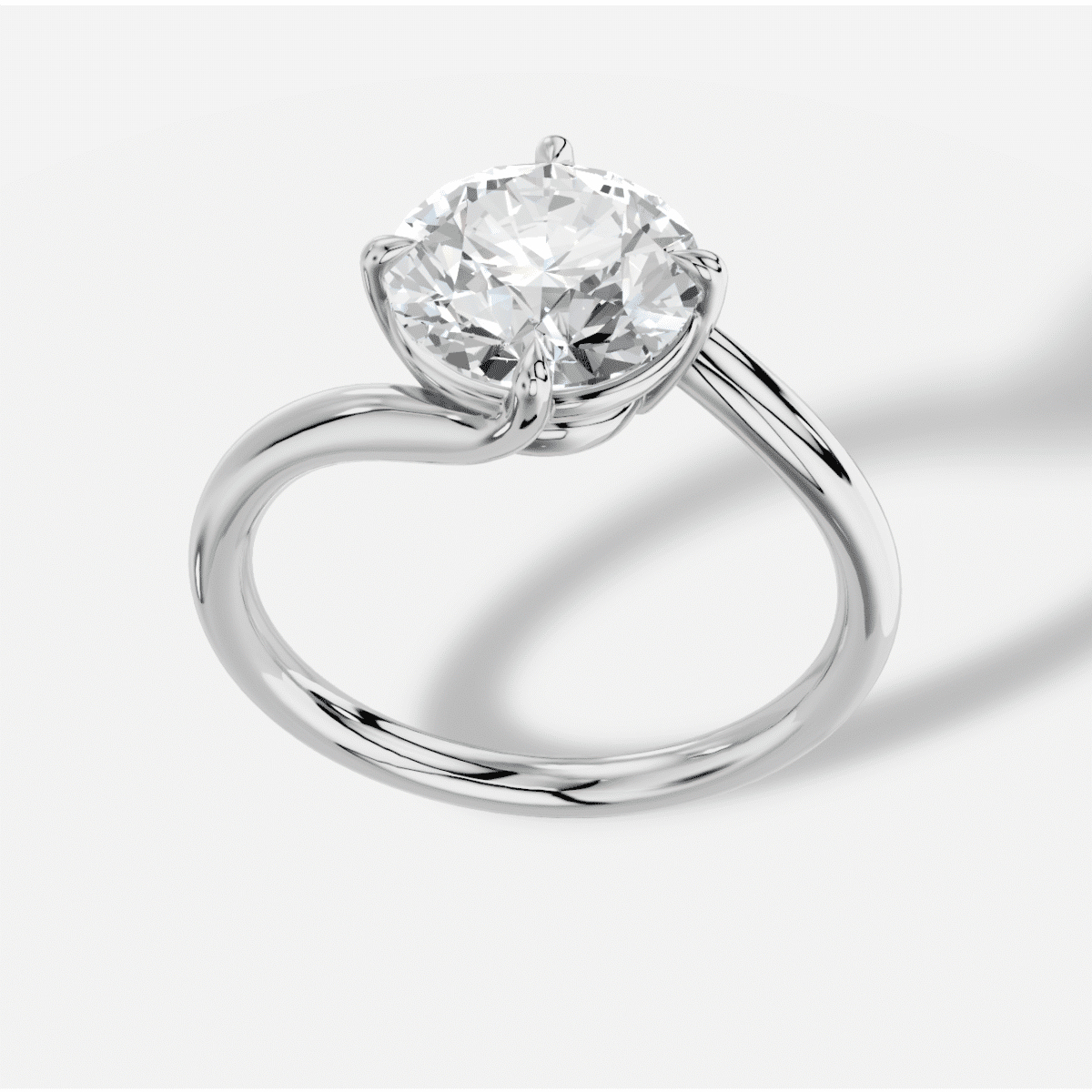 Round Diamond Ring in 18K White Gold