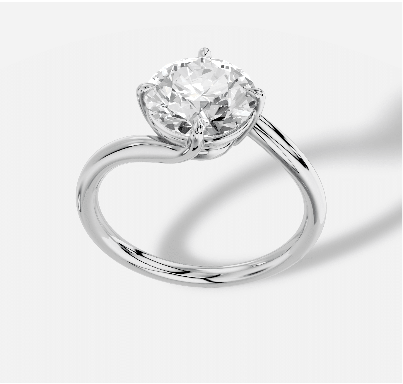 Round Diamond Ring in 18K White Gold