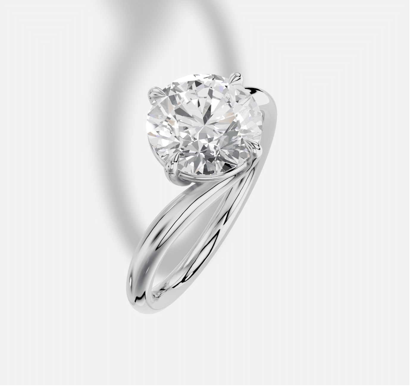 Round Diamond Ring in 18K White Gold - Image 4