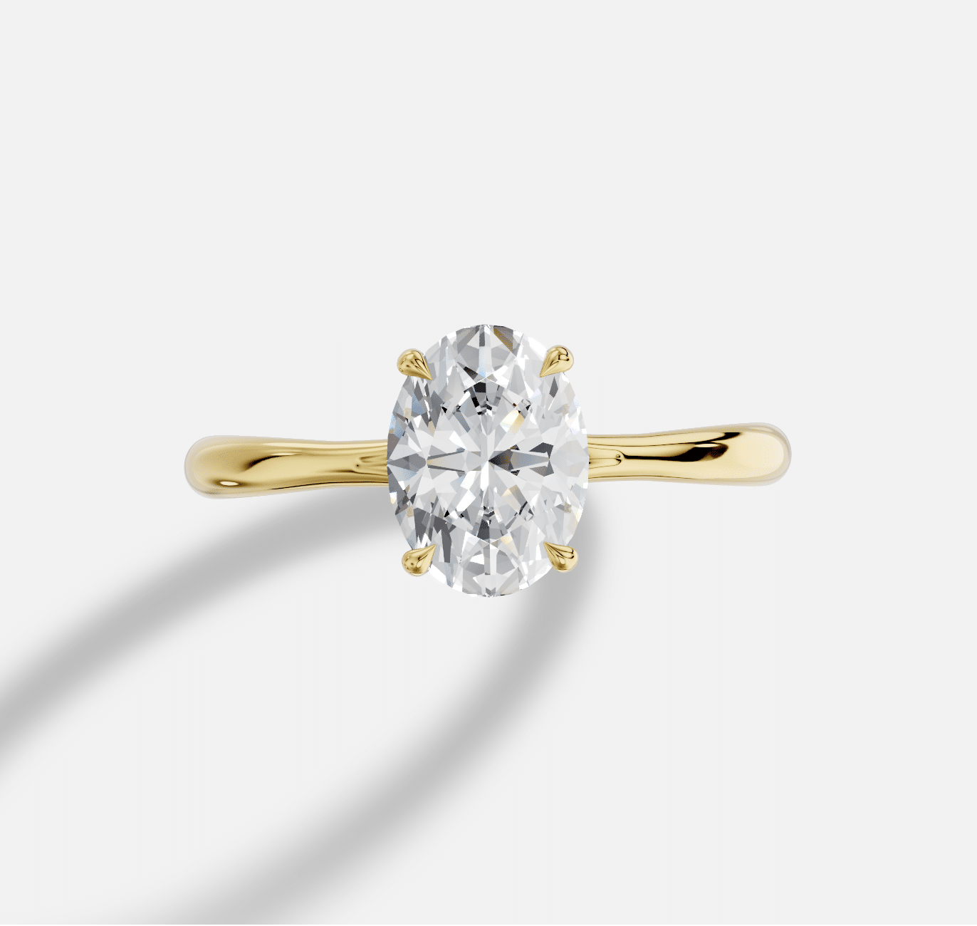 Oval Diamond Ring in 18K Yellow Gold - Image 2