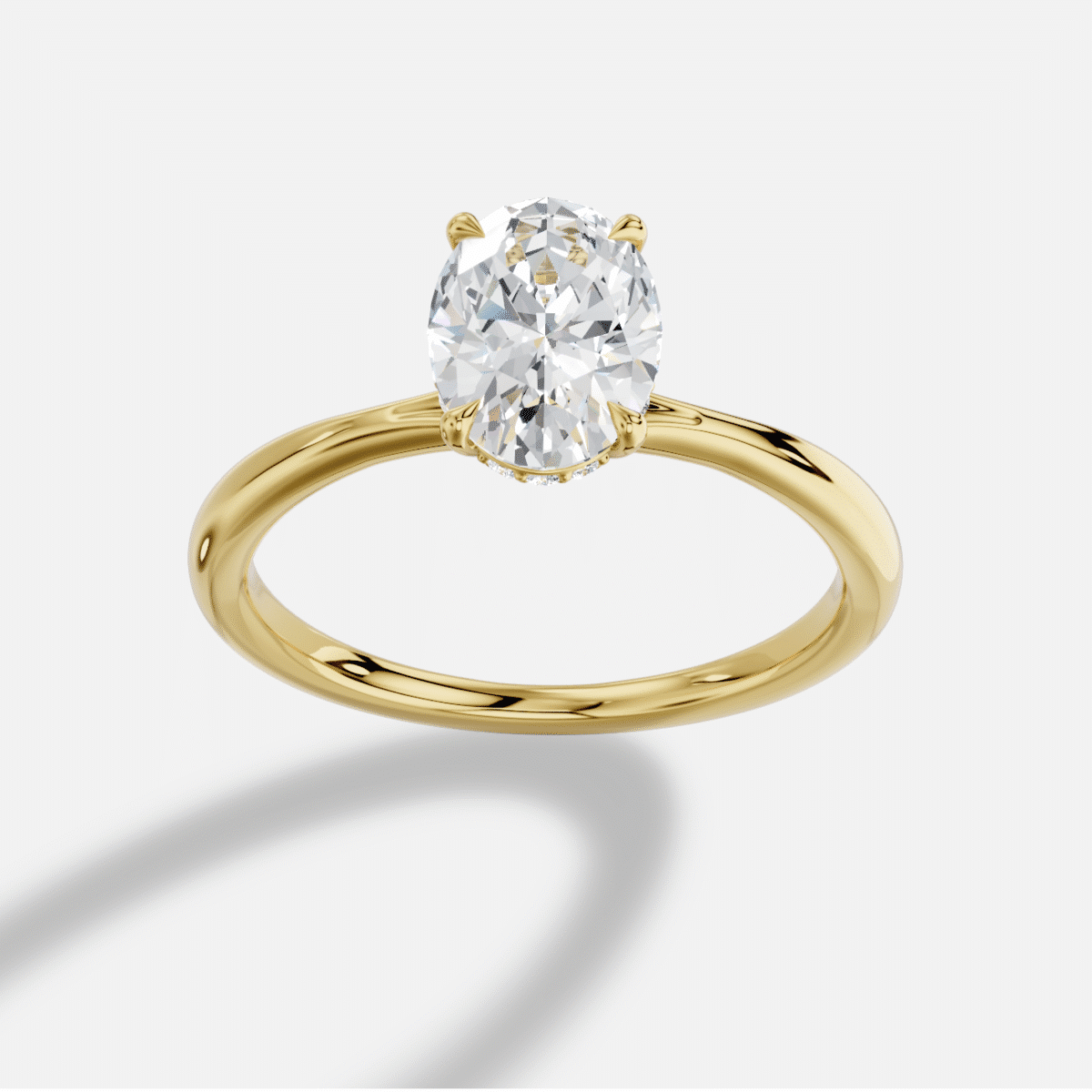 Oval  Diamond Ring in 18K Yellow Gold