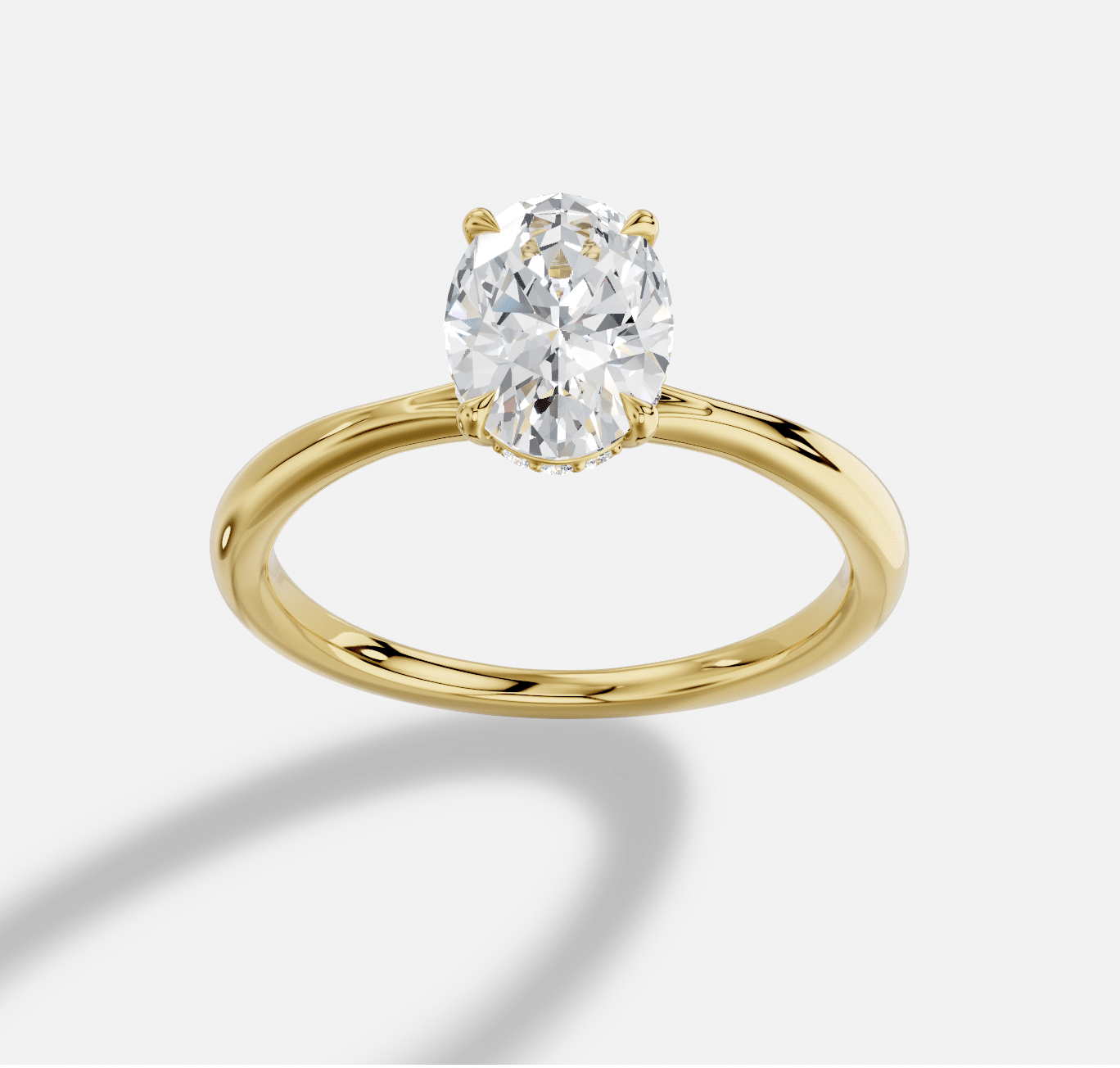 Oval  Diamond Ring in 18K Yellow Gold