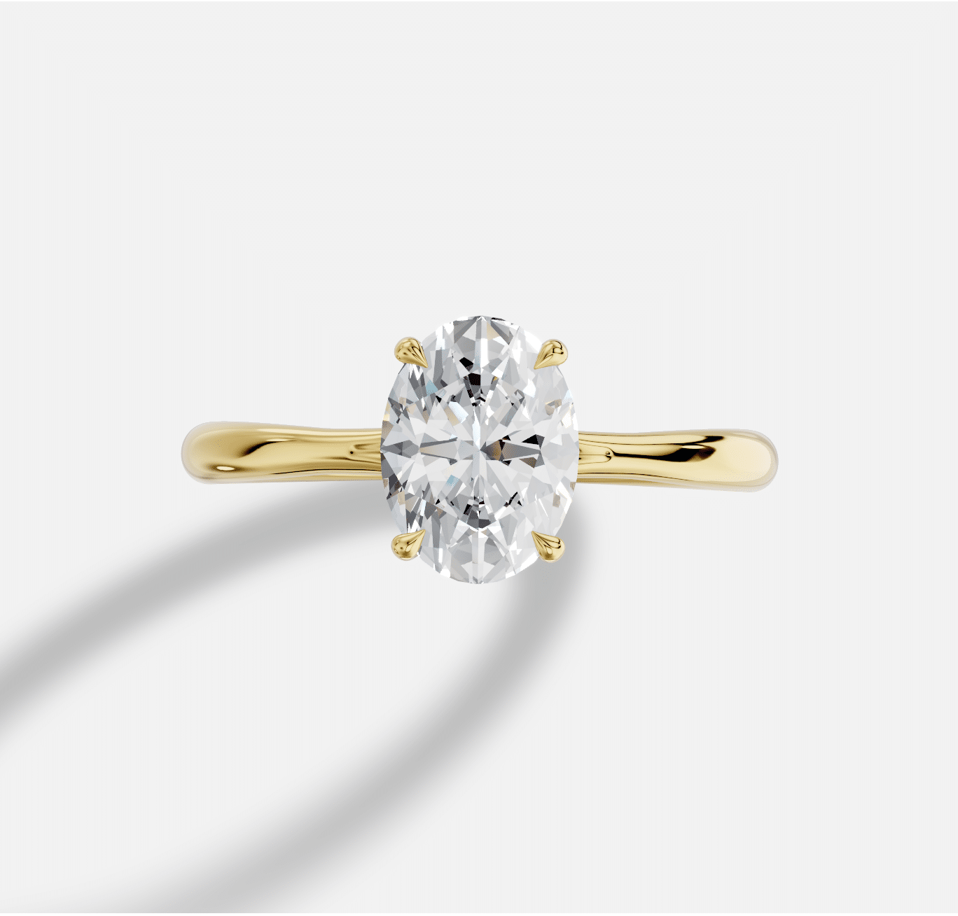 Oval Diamond Ring in 18K Yellow Gold - Image 3