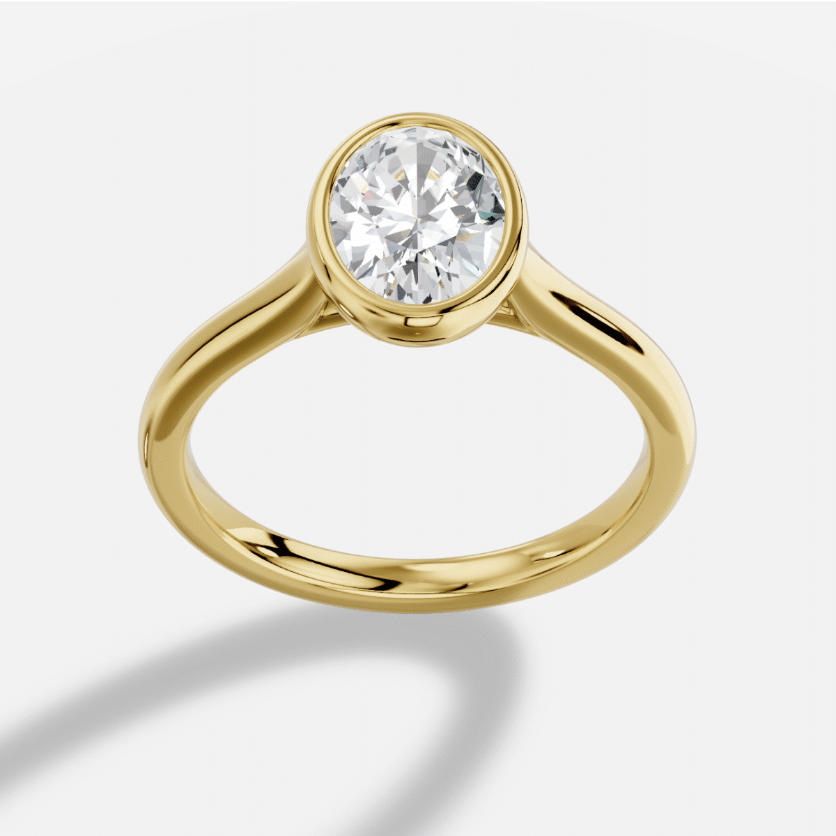 Oval  Diamond Ring in 18K Yellow Gold