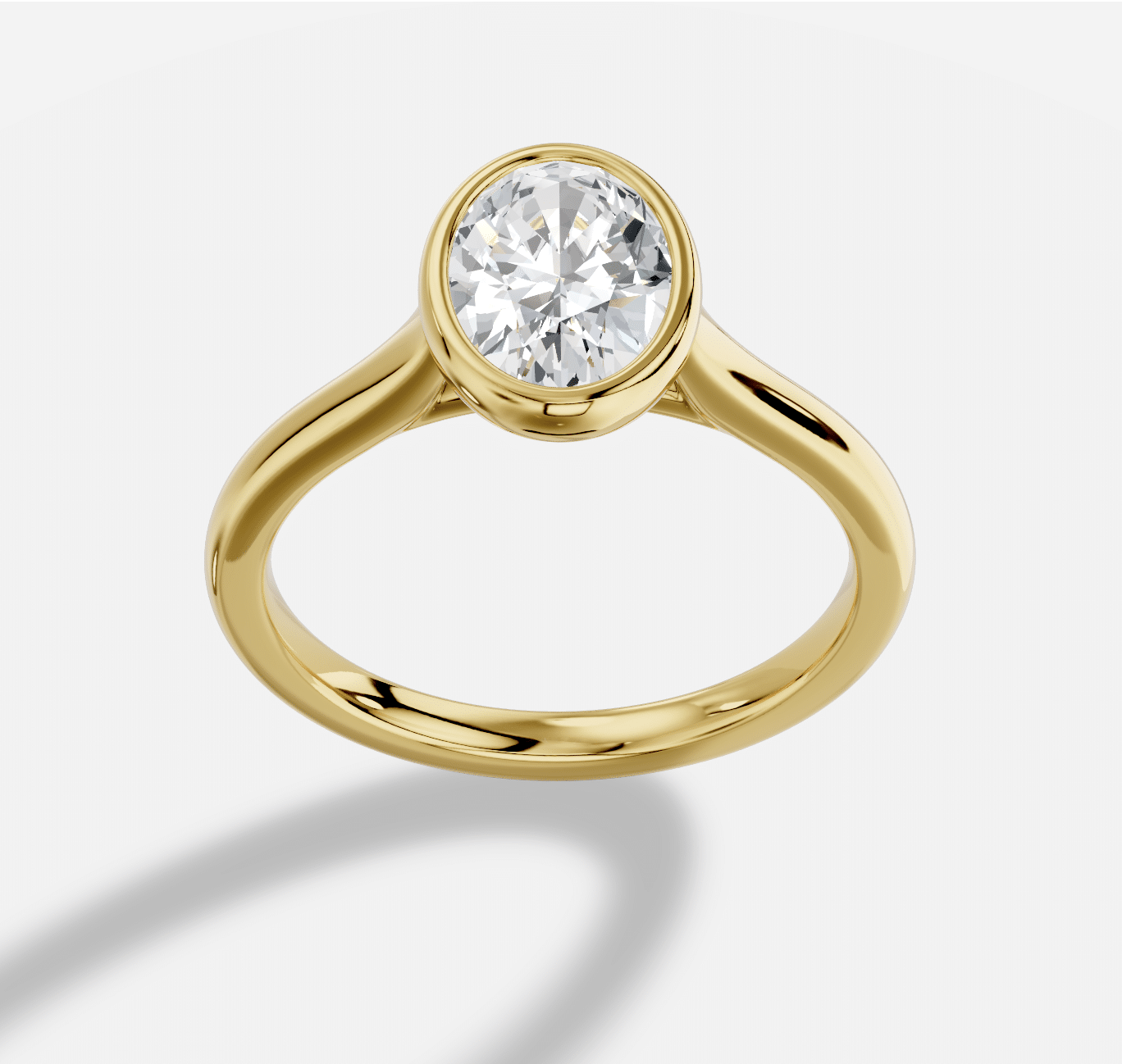 Oval  Diamond Ring in 18K Yellow Gold