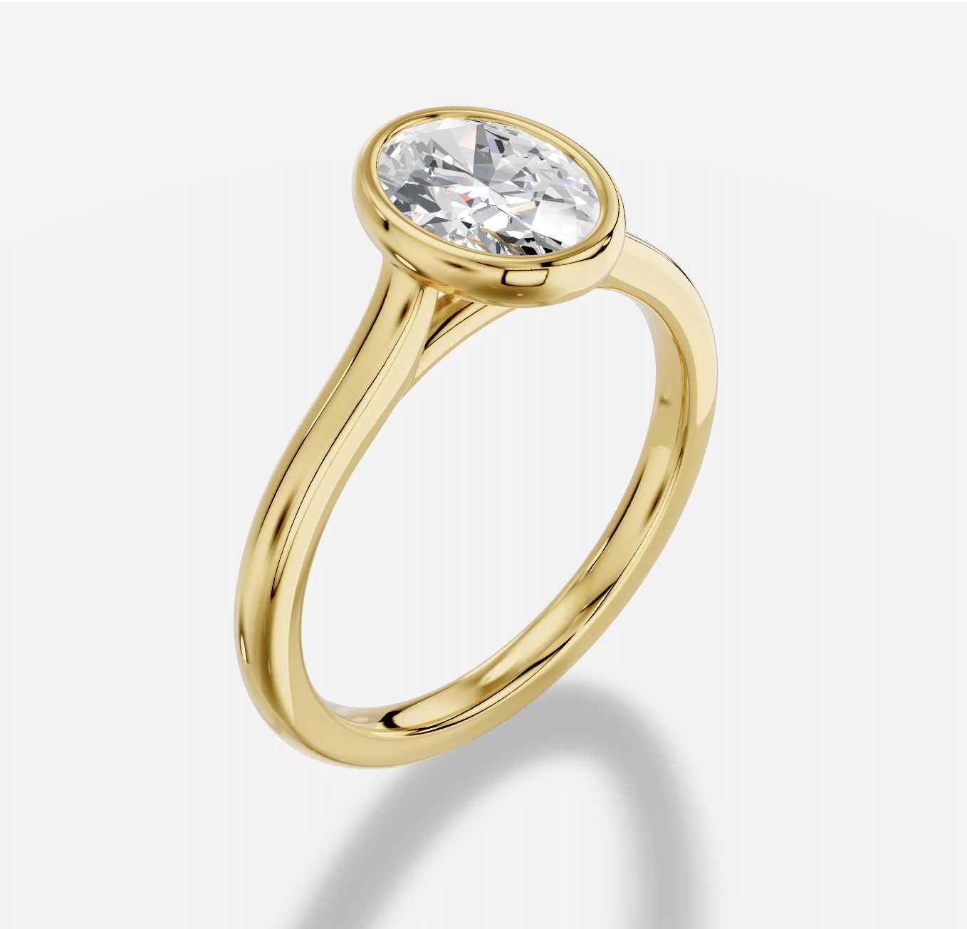 Oval Diamond Ring in 18K Yellow Gold - Image 3