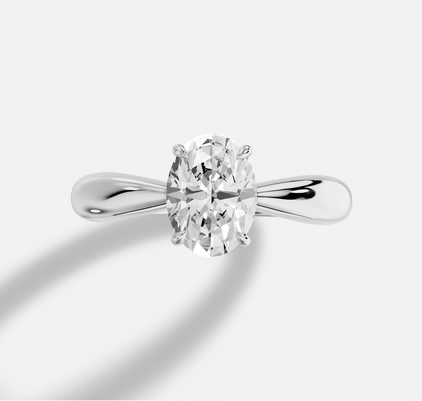 Oval Diamond Ring in 18K White Gold - Image 2