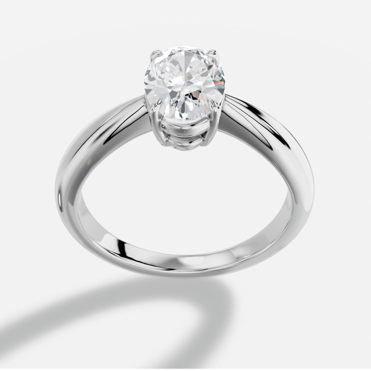 Oval  Diamond Ring in 18K White Gold