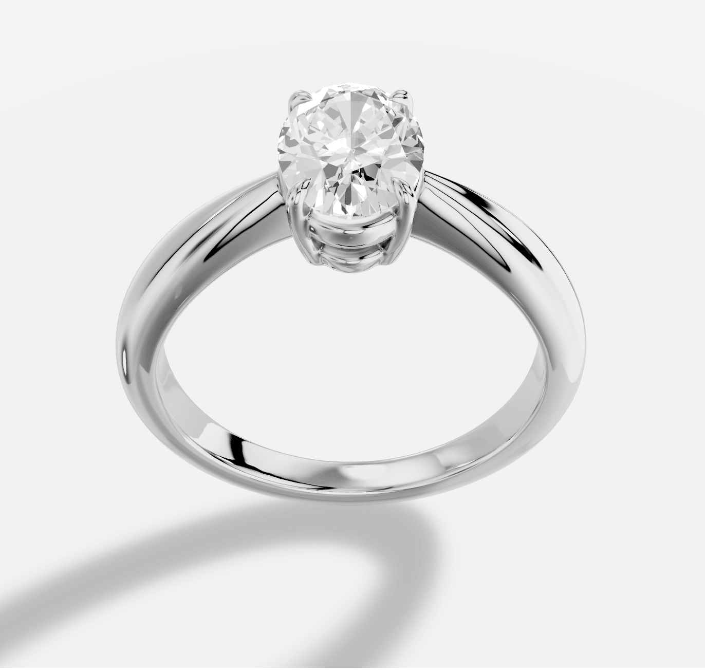 Oval  Diamond Ring in 18K White Gold
