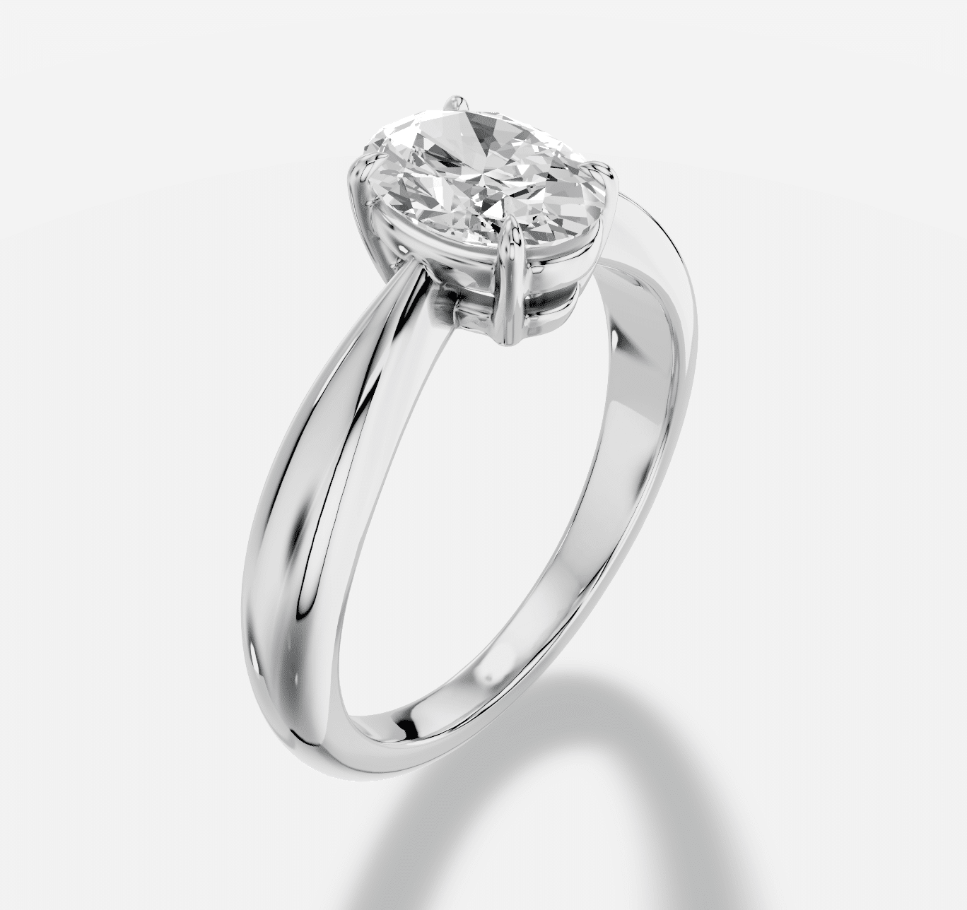 Oval Diamond Ring in 18K White Gold - Image 4