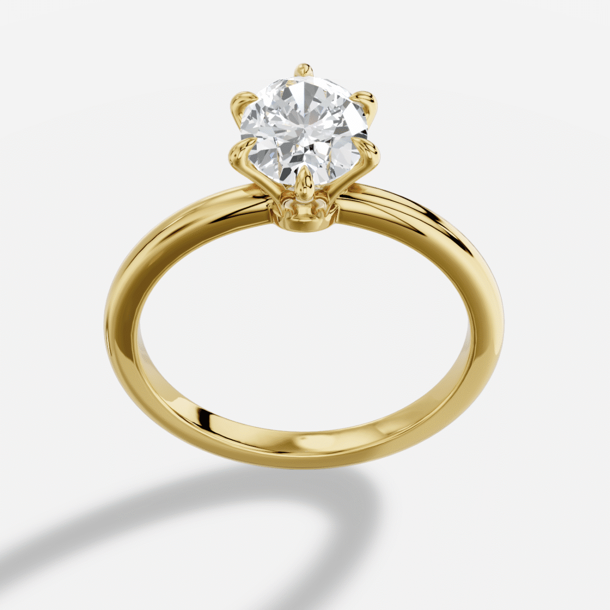 Oval  Diamond Ring in 18K Yellow Gold