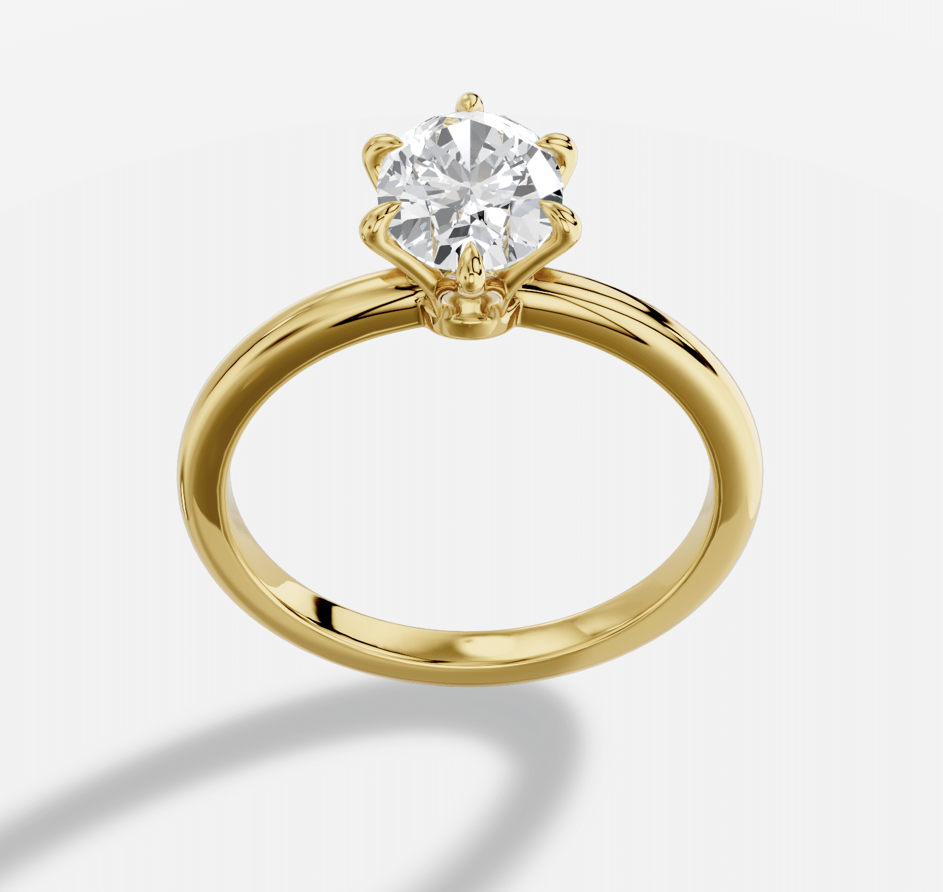 Oval  Diamond Ring in 18K Yellow Gold