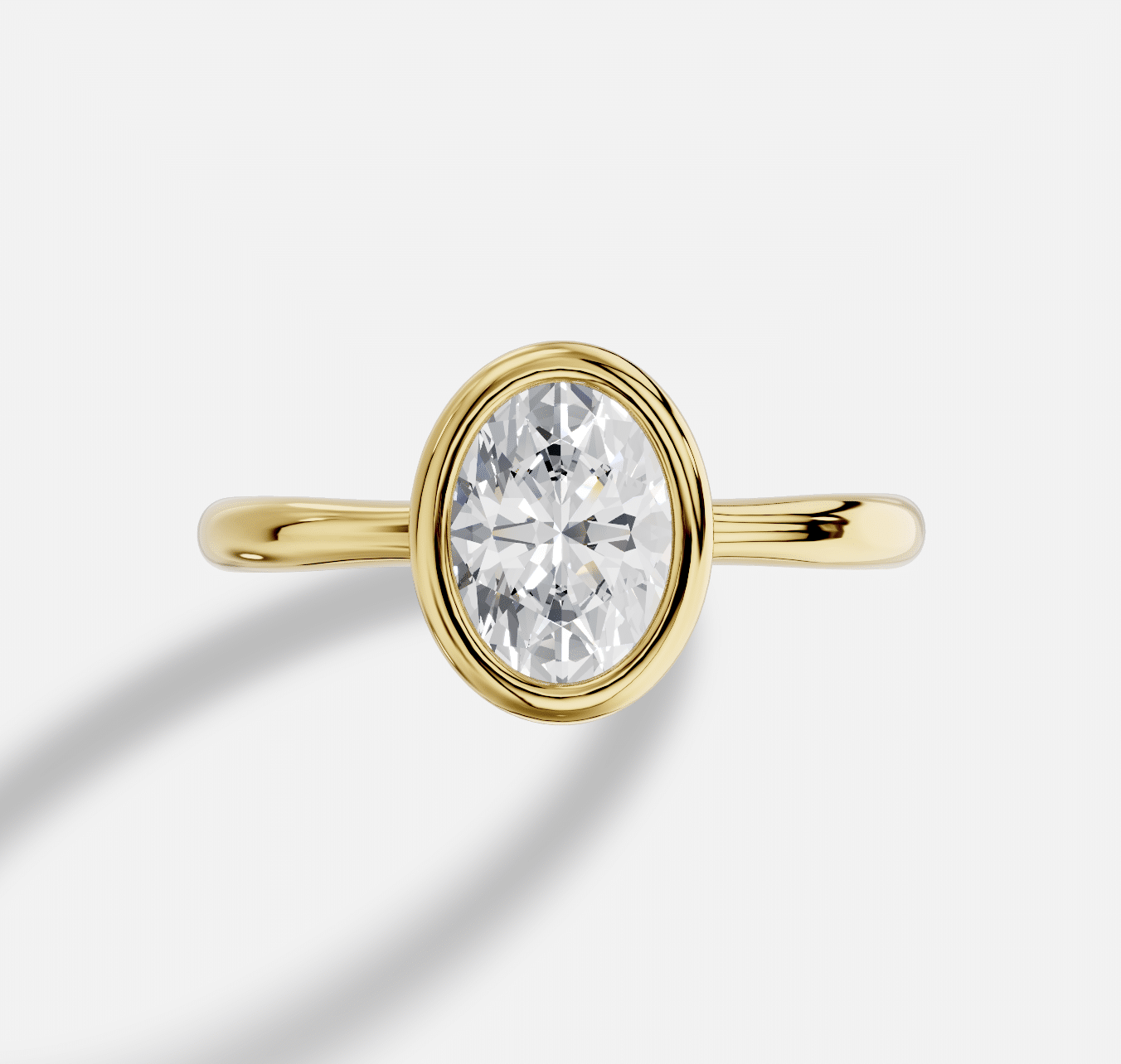 Oval Diamond Ring in 18K Yellow Gold - Image 2