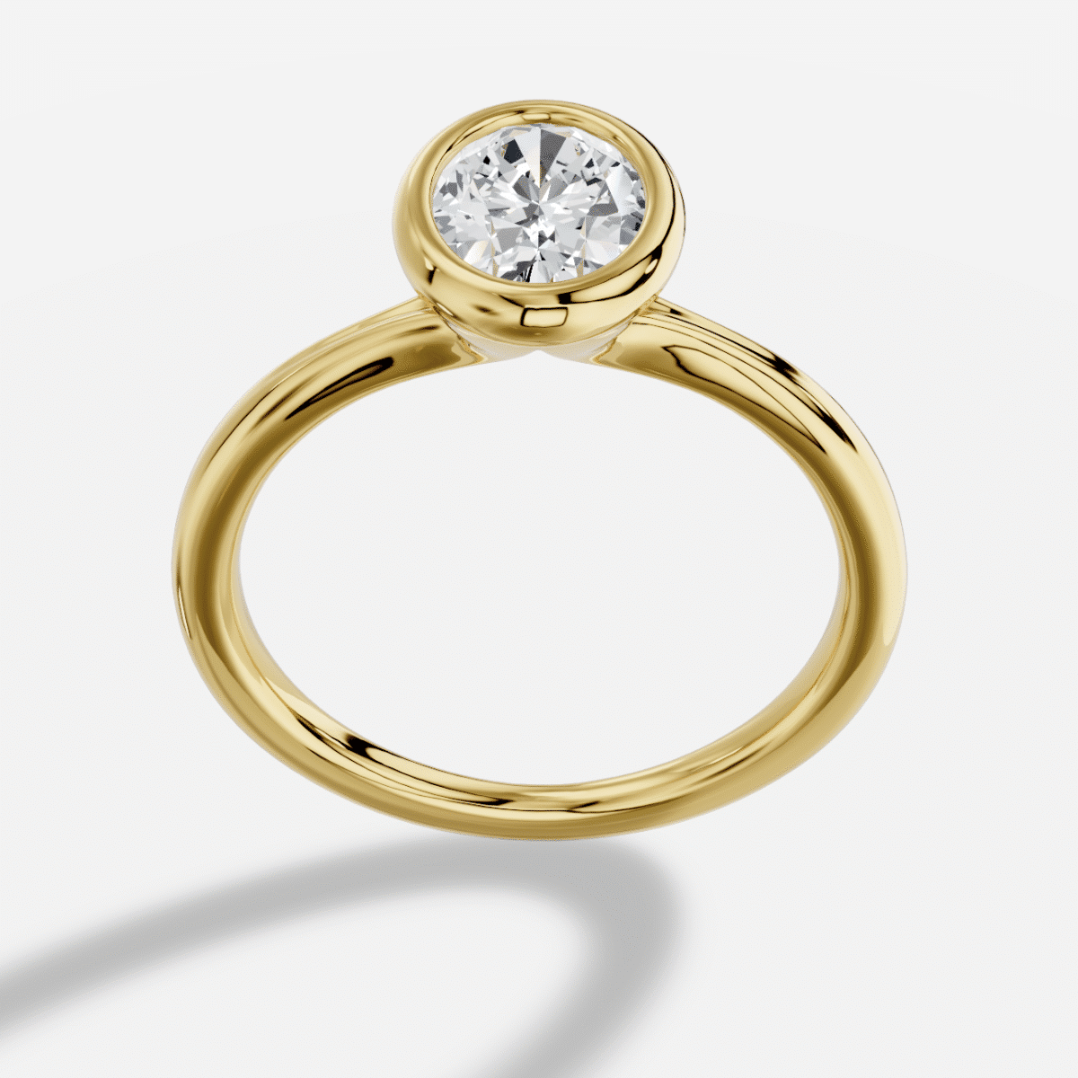 Oval  Diamond Ring in 18K Yellow Gold