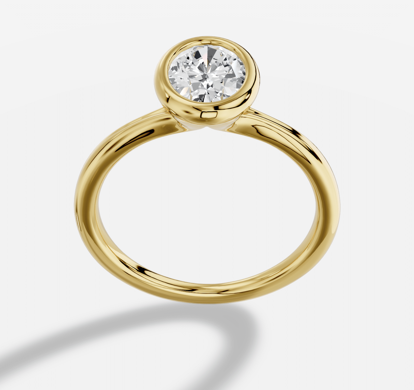 Oval  Diamond Ring in 18K Yellow Gold