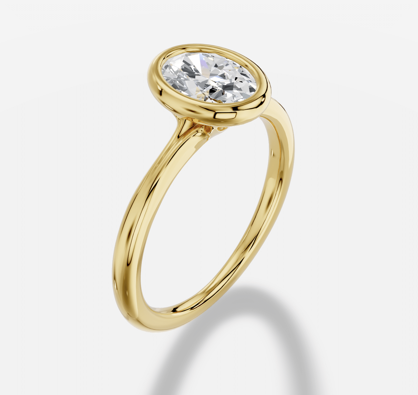 Oval Diamond Ring in 18K Yellow Gold - Image 4