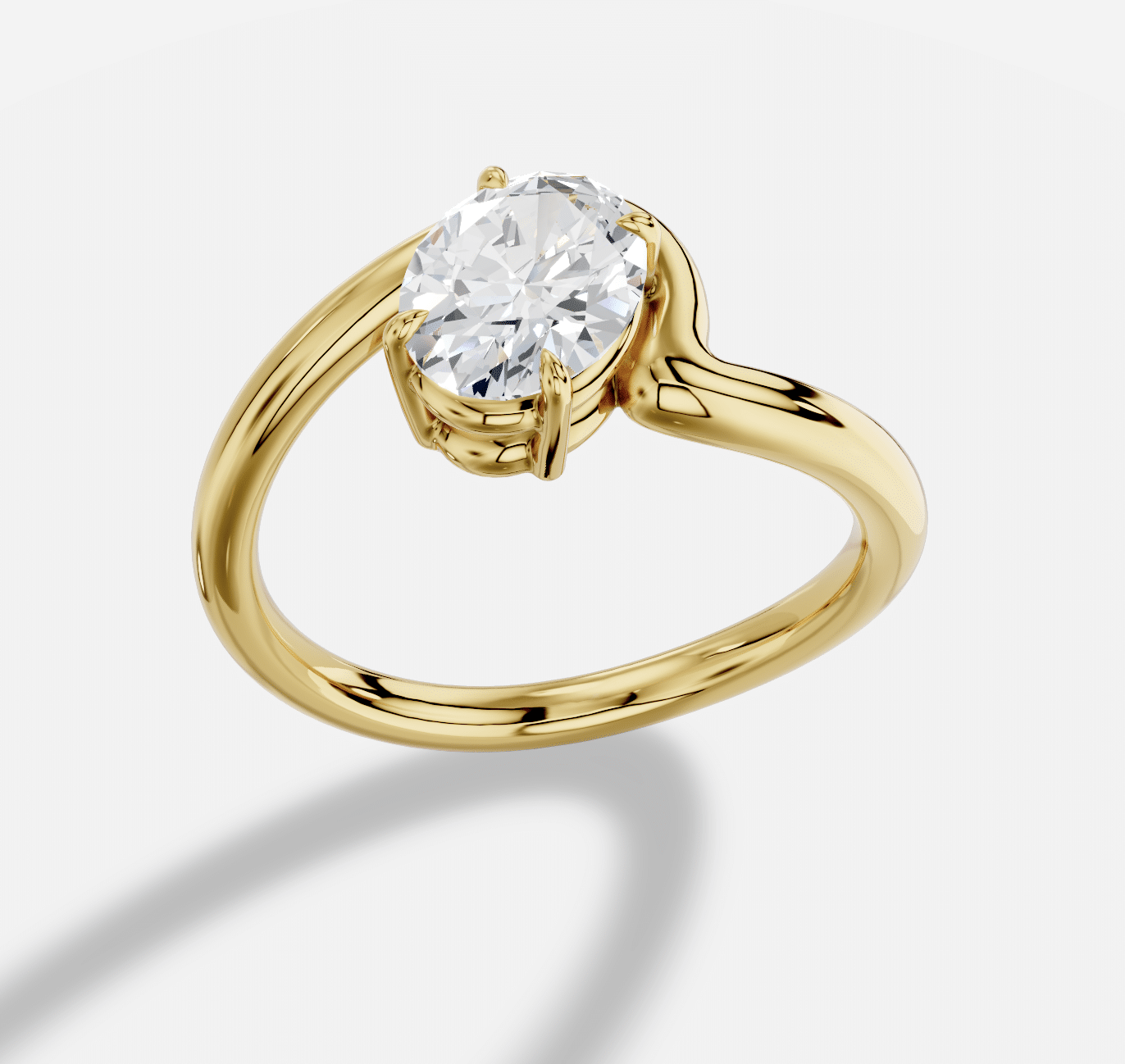 Oval  Diamond Ring in 18K Yellow Gold
