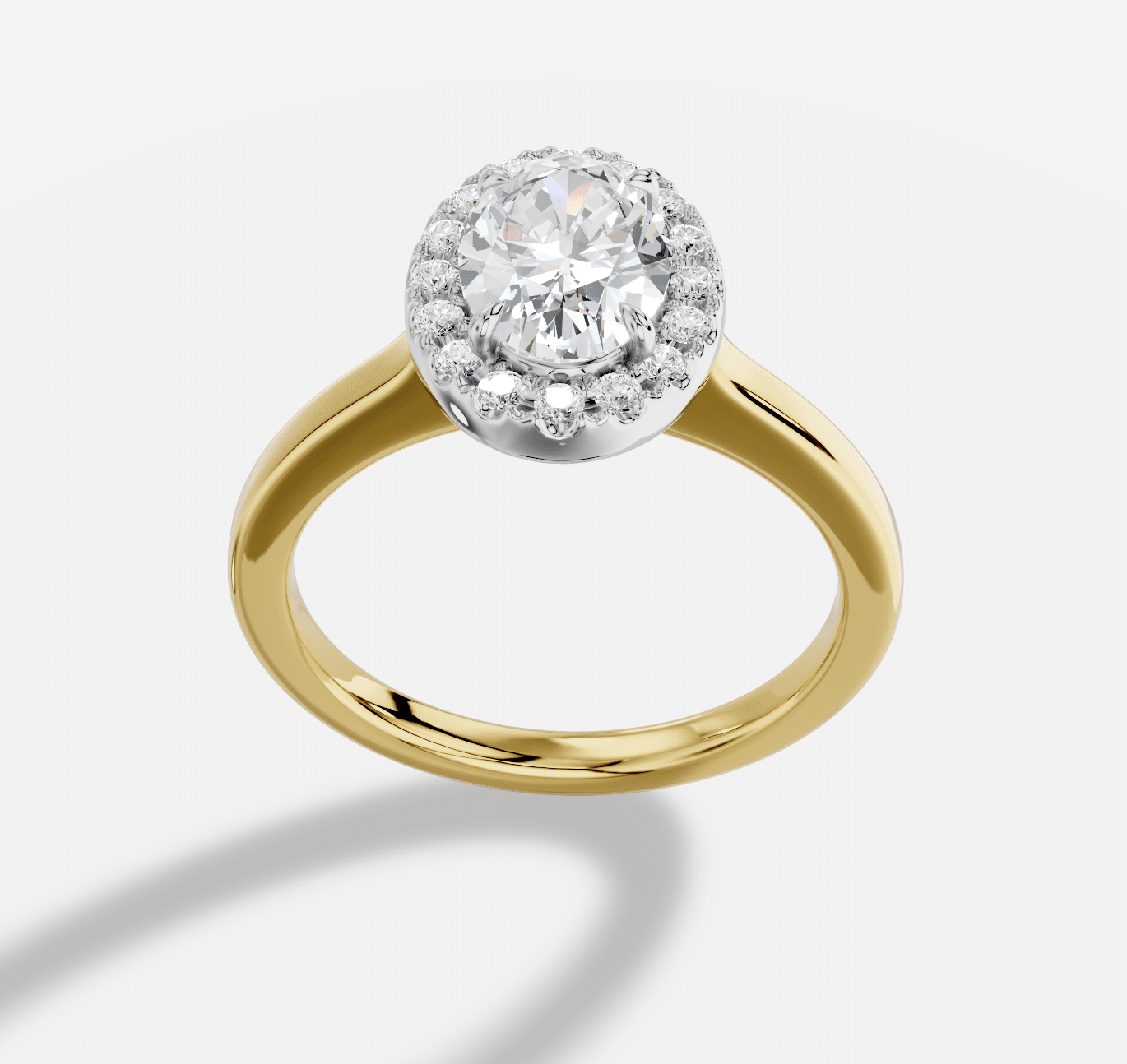 Oval  Diamond Ring in 18K Yellow Gold