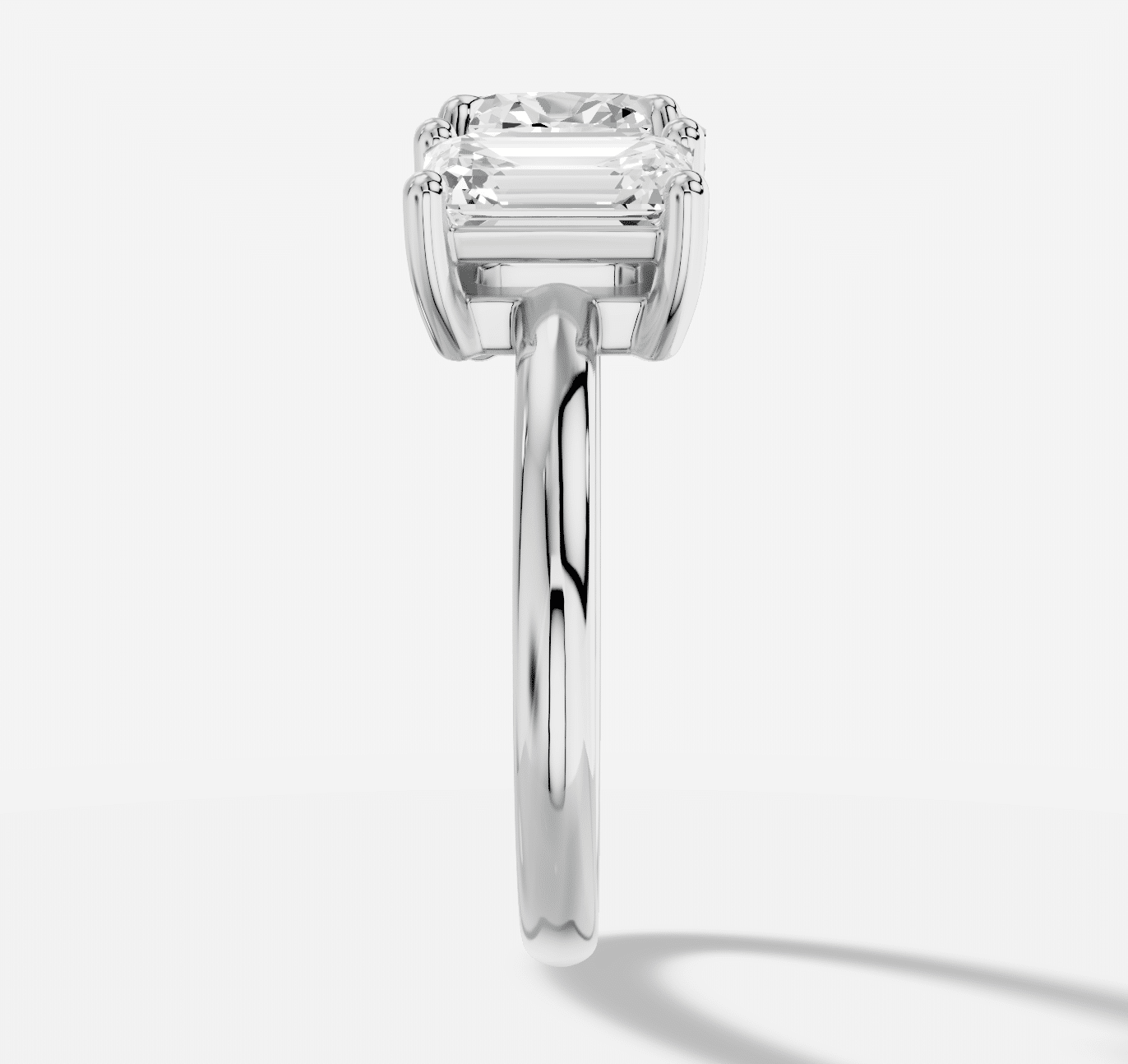 Oval Three Stone Diamond Ring in 18K White Gold - Image 5