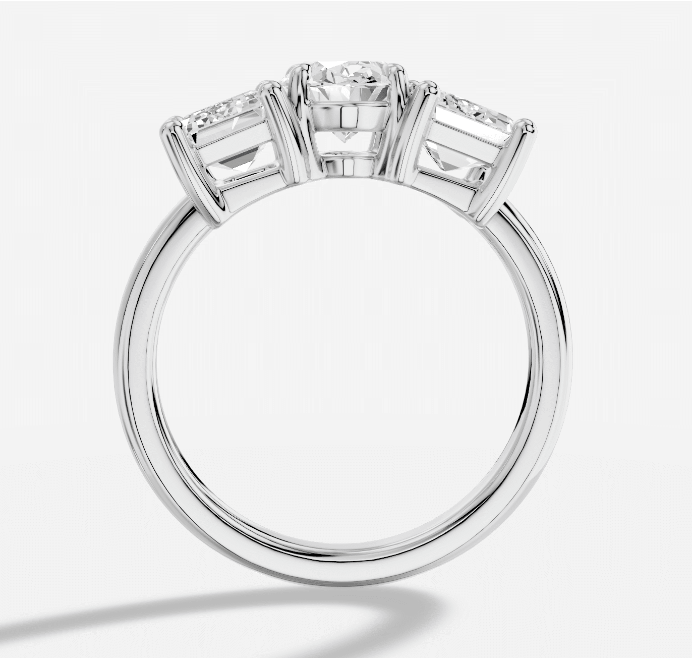 Oval Three Stone Diamond Ring in 18K White Gold - Image 3