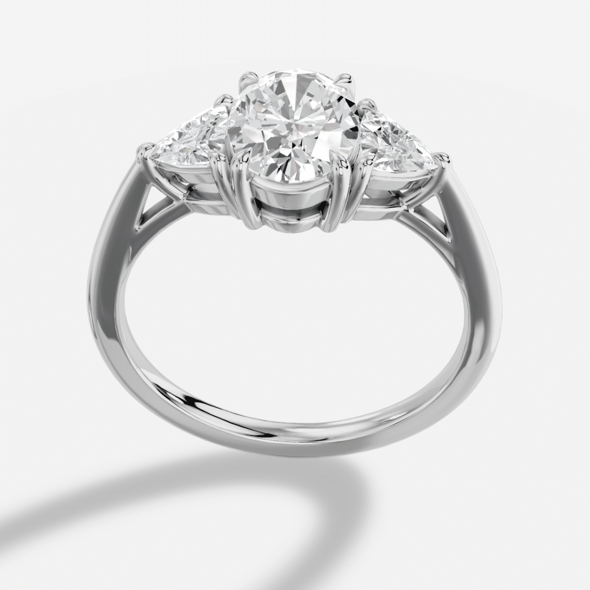 Oval  Diamond Ring in 18K White Gold