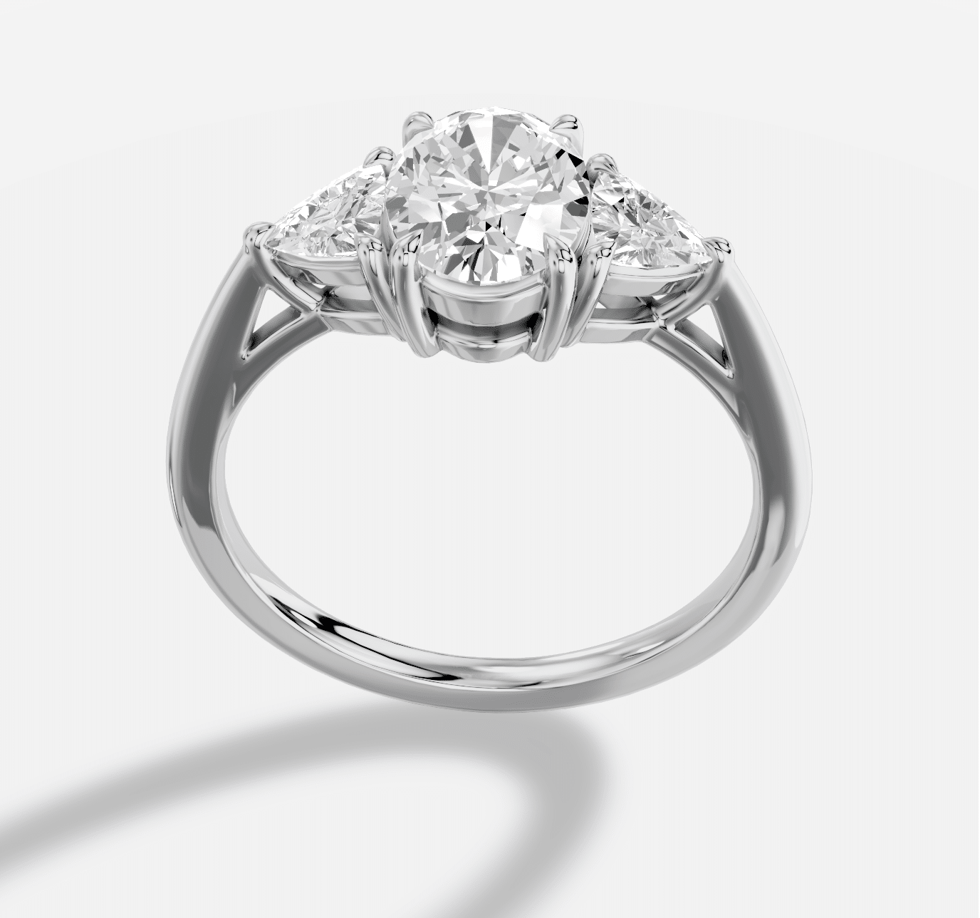 Oval  Diamond Ring in 18K White Gold