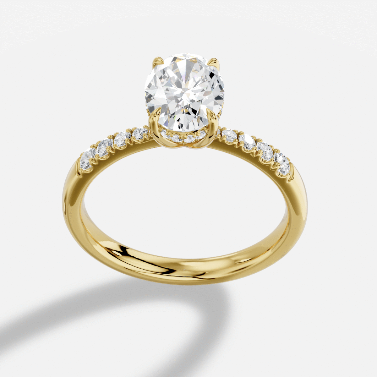 Oval  Diamond Ring in 18K Yellow Gold