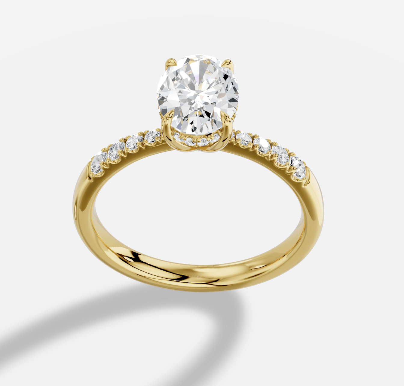 Oval  Diamond Ring in 18K Yellow Gold