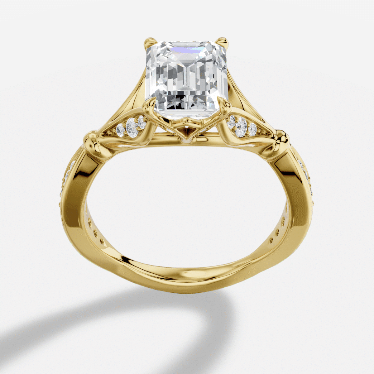Emerald Cut  Diamond Ring  in 18K Yellow Gold