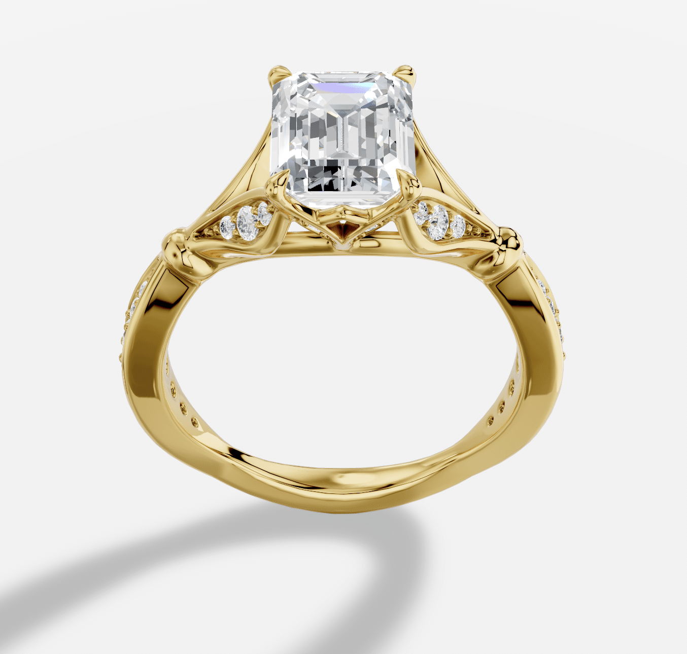 Emerald Cut  Diamond Ring  in 18K Yellow Gold