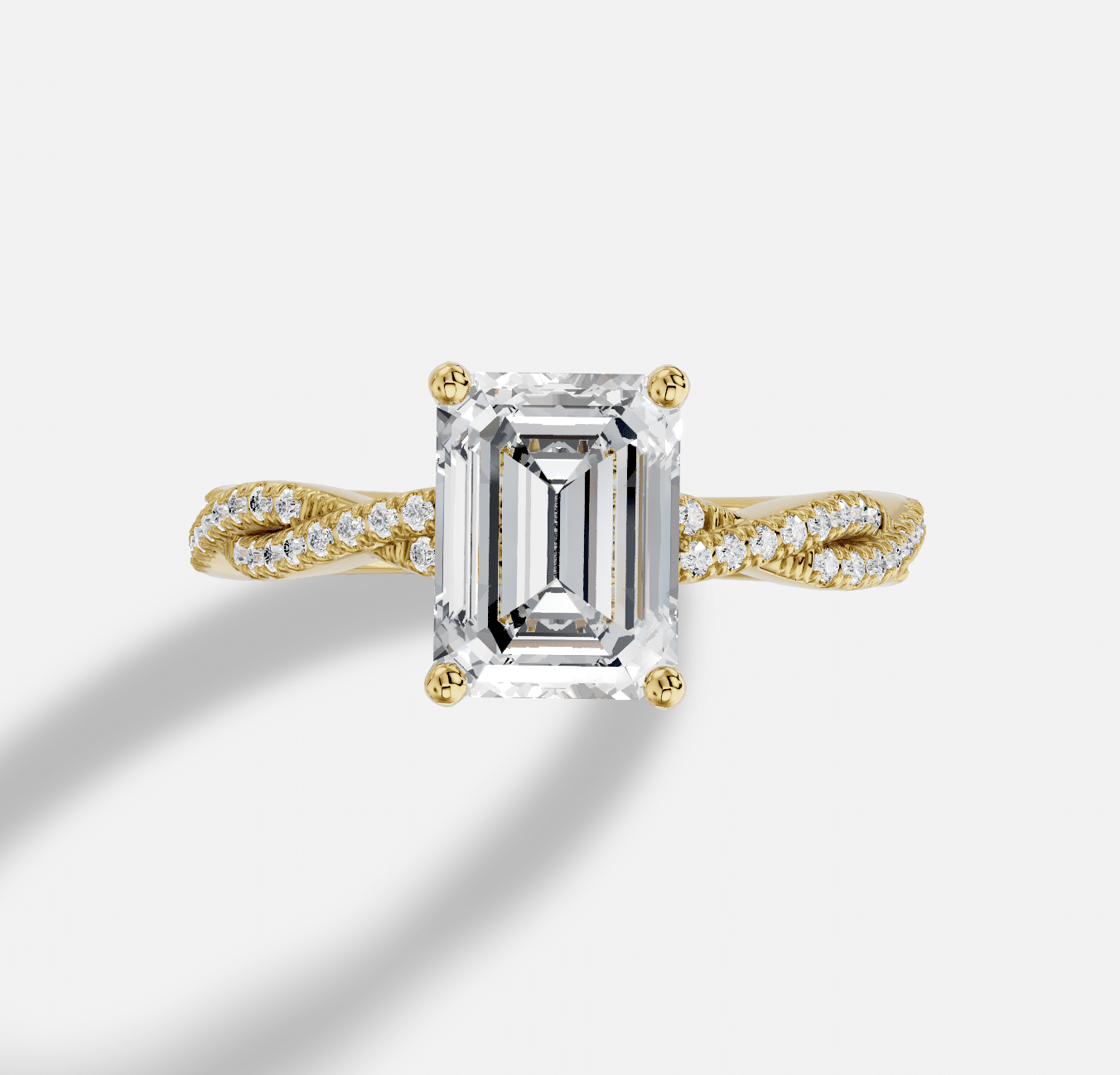 Emerald Cut Diamond Ring in 18K Yellow Gold - Image 4