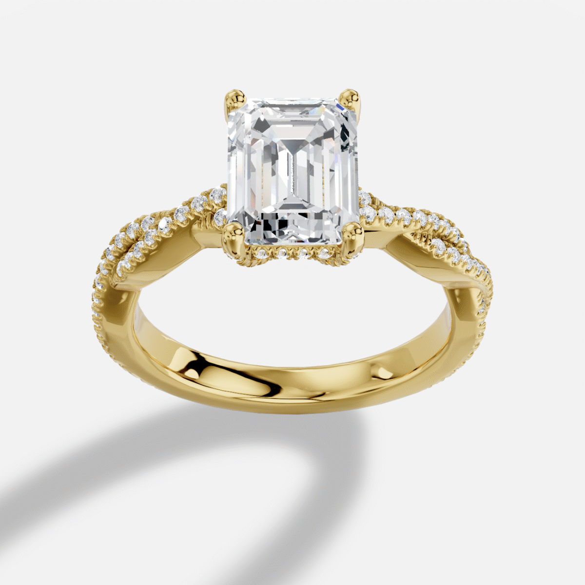 Emerald Cut  Diamond Ring  in 18K Yellow Gold