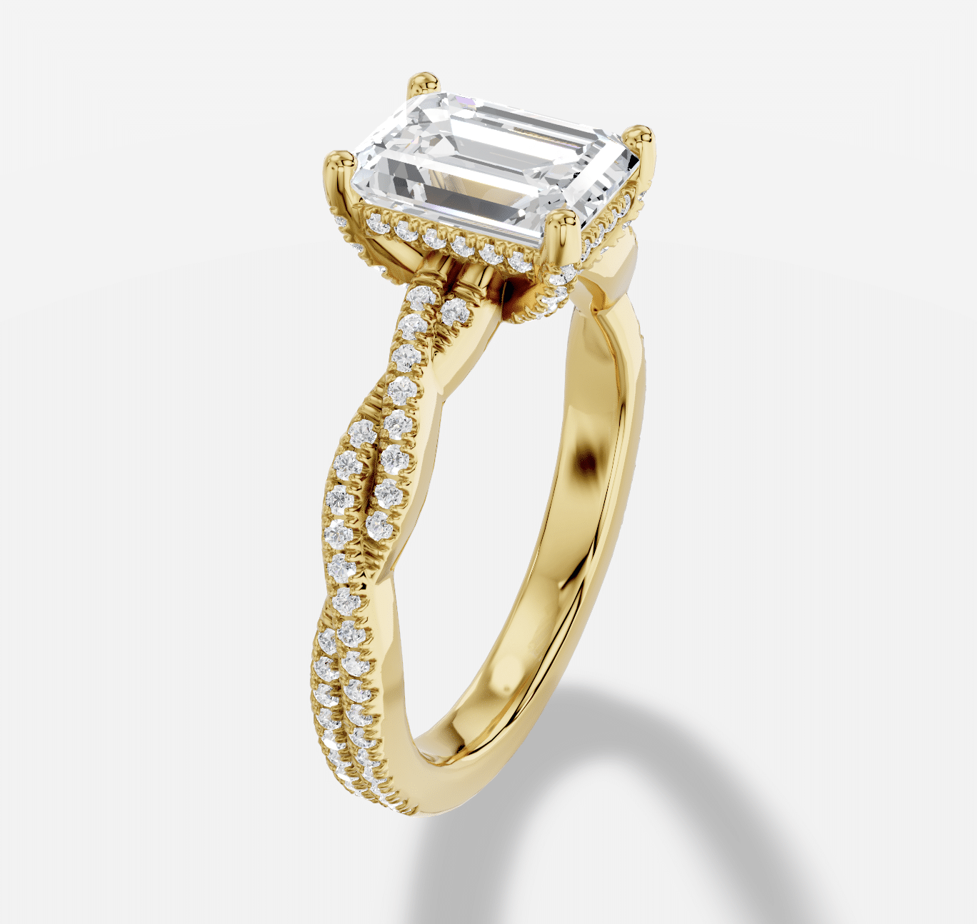 Emerald Cut Diamond Ring in 18K Yellow Gold - Image 2