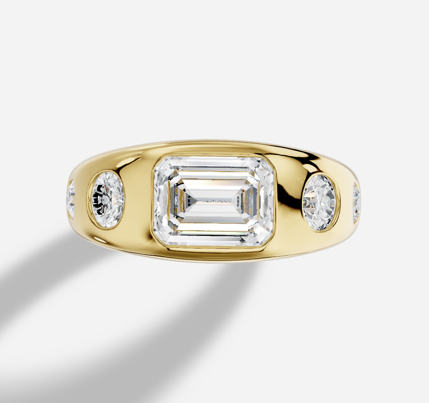 Emerald Cut Diamond Ring in 18K Yellow Gold - Image 5