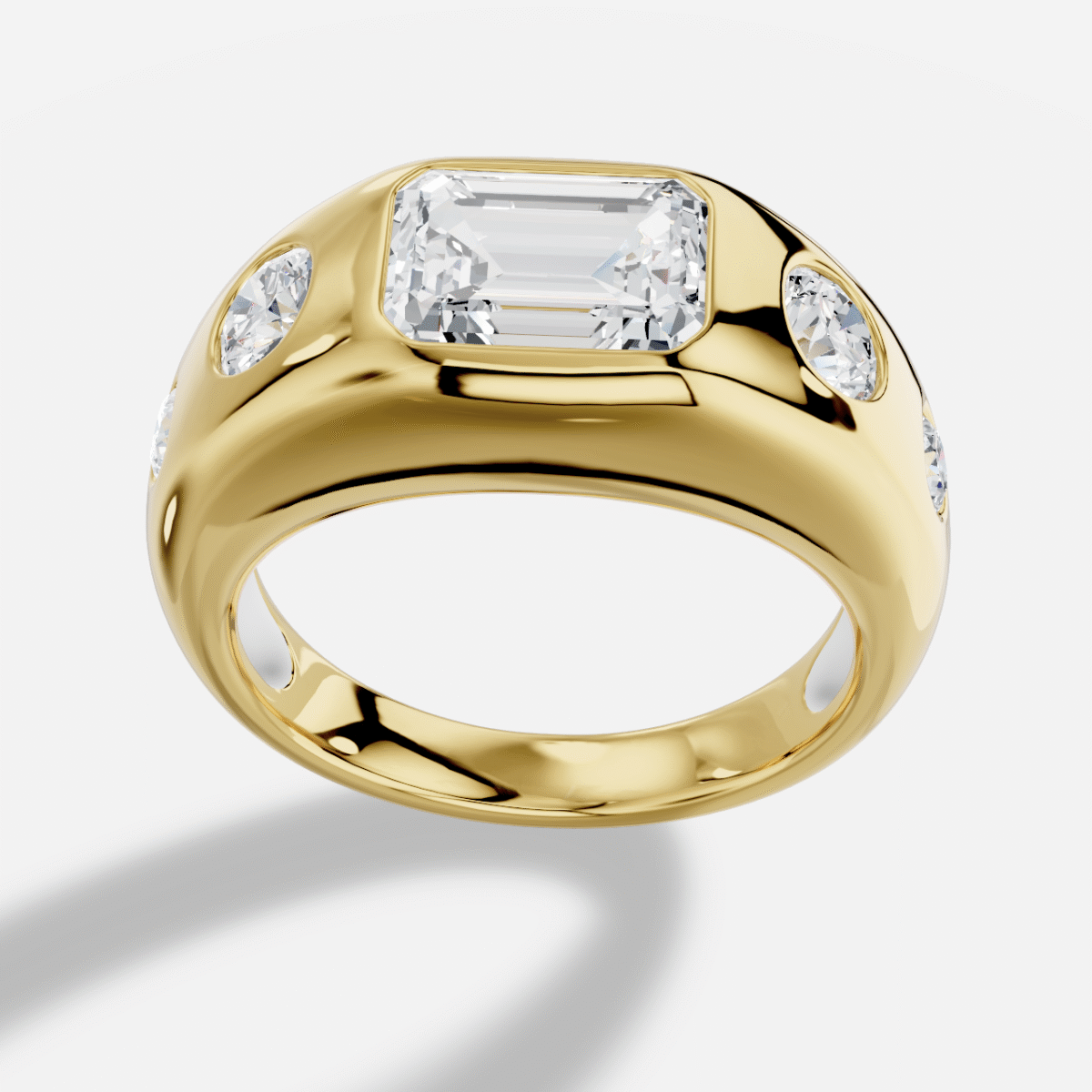 Emerald Cut  Diamond Ring  in 18K Yellow Gold