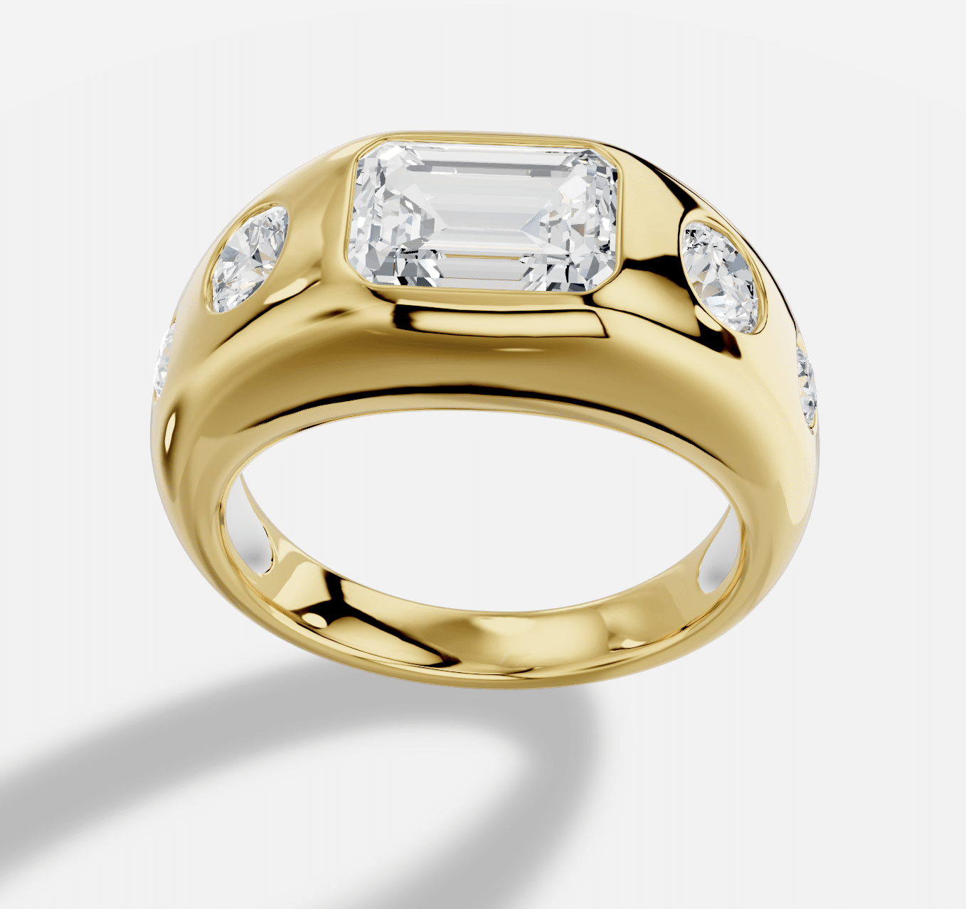 Emerald Cut  Diamond Ring  in 18K Yellow Gold
