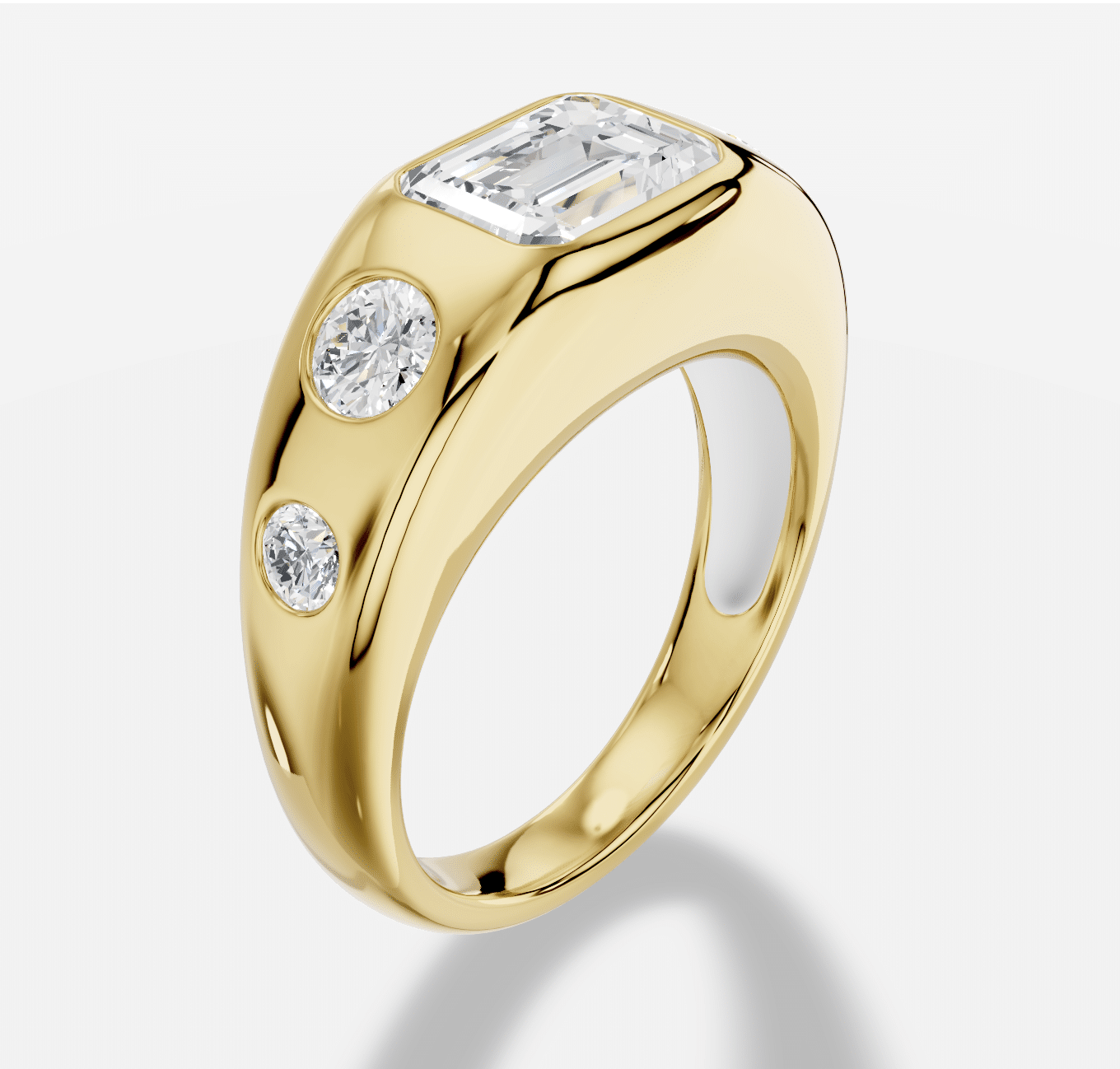 Emerald Cut Diamond Ring in 18K Yellow Gold - Image 3