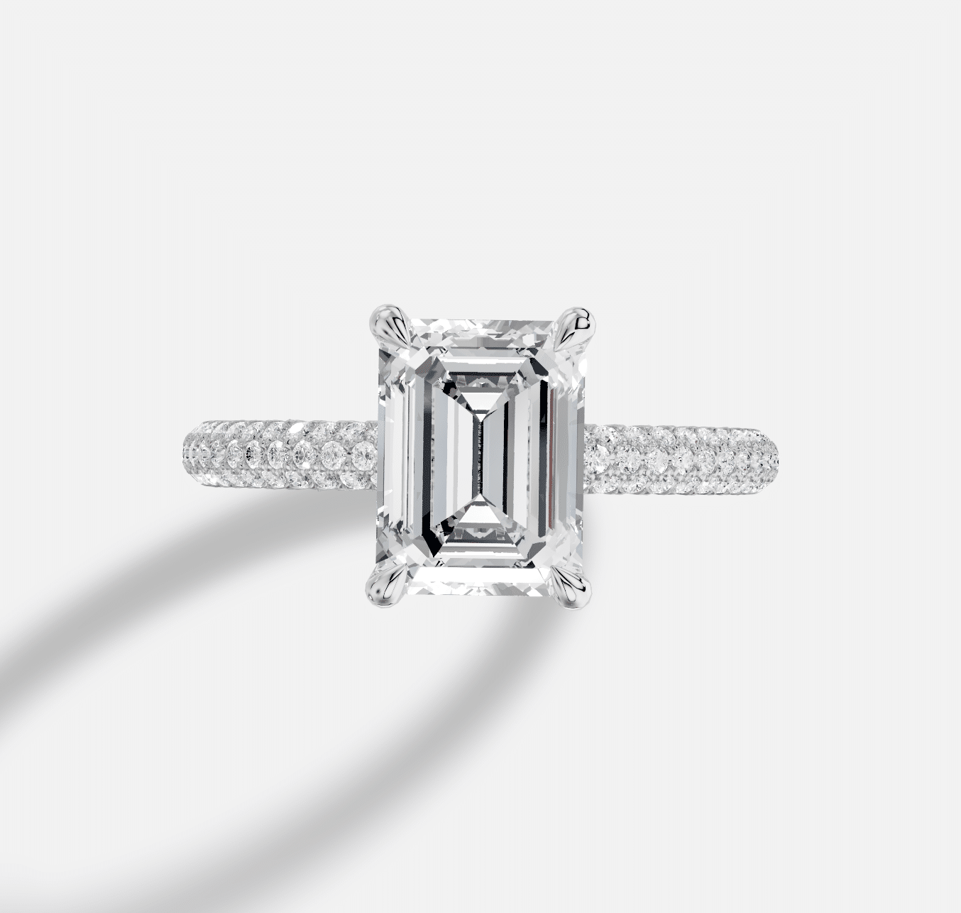 Emerald Cut Diamond Ring in 18K White Gold - Image 5