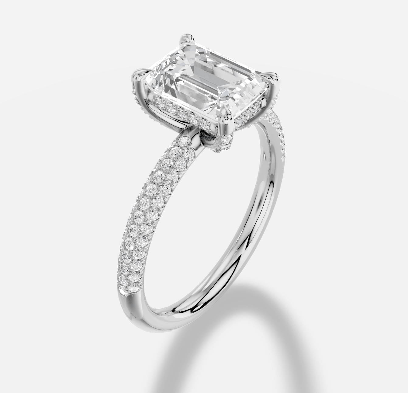 Emerald Cut Diamond Ring in 18K White Gold - Image 3