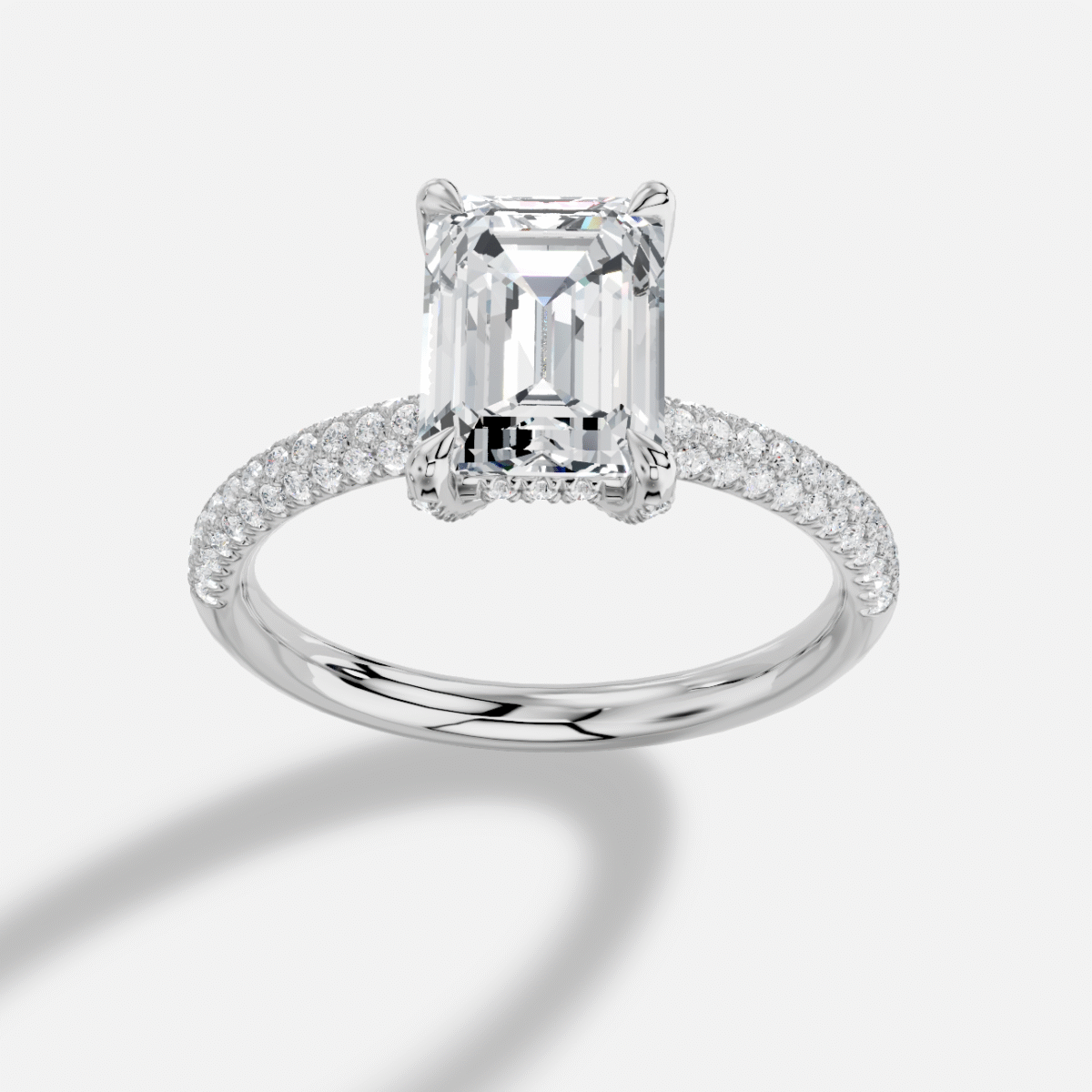 Emerald Cut  Diamond Ring  in 18K White Gold