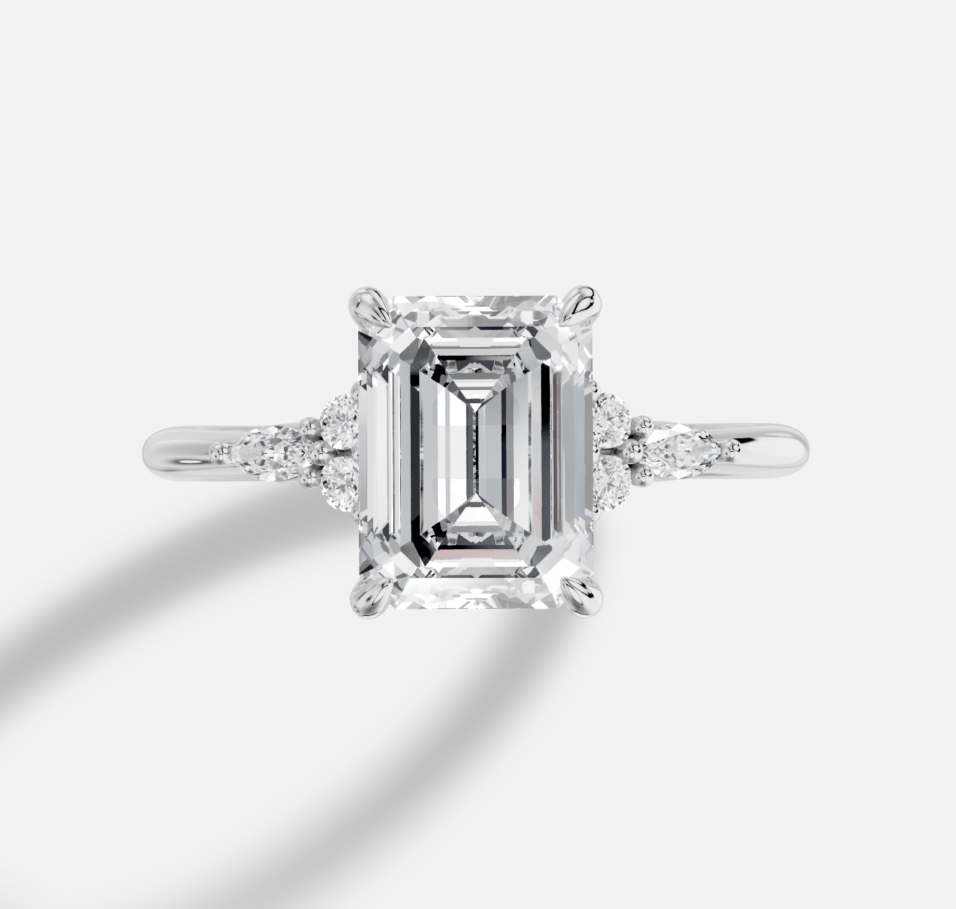 Emerald Cut Diamond Ring in 18K White Gold - Image 4