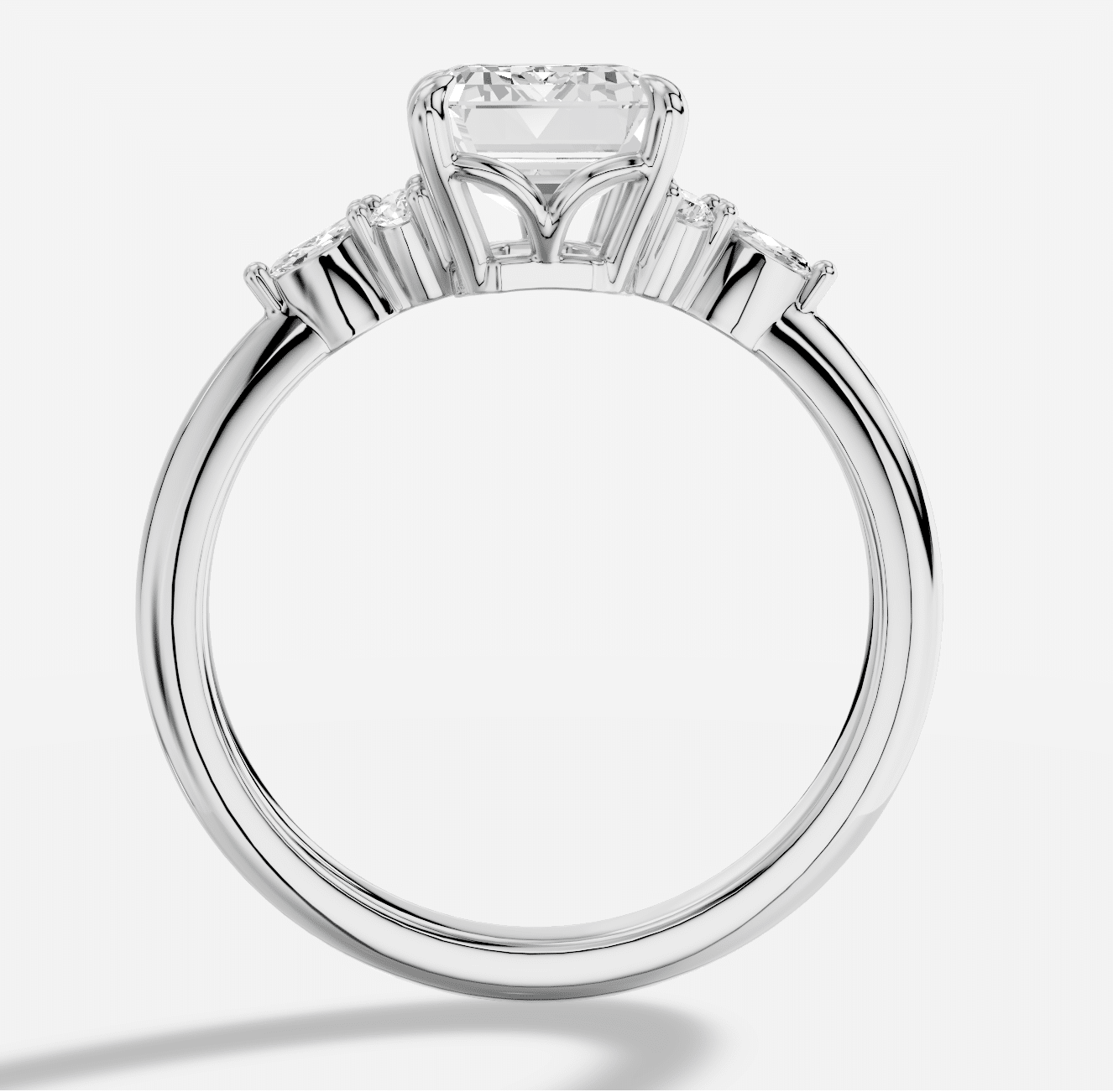 Emerald Cut Diamond Ring in 18K White Gold - Image 3