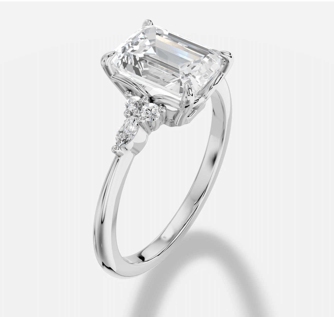 Emerald Cut Diamond Ring in 18K White Gold - Image 2