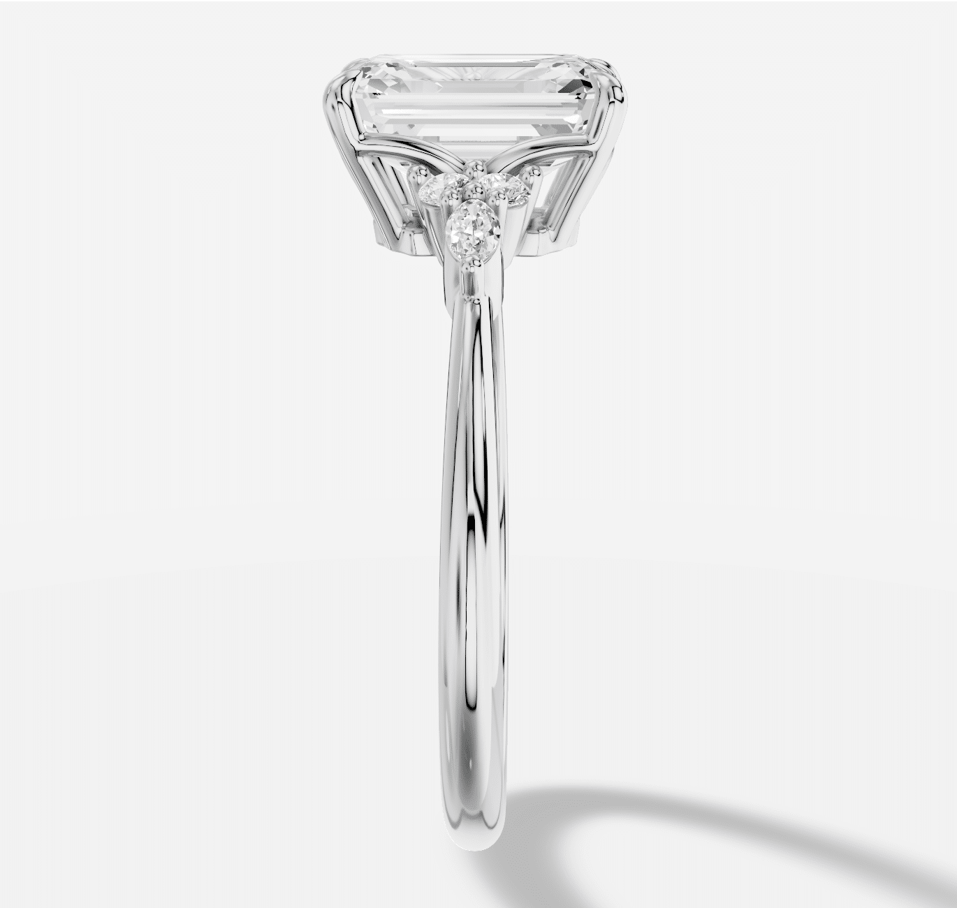Emerald Cut Diamond Ring in 18K White Gold - Image 5