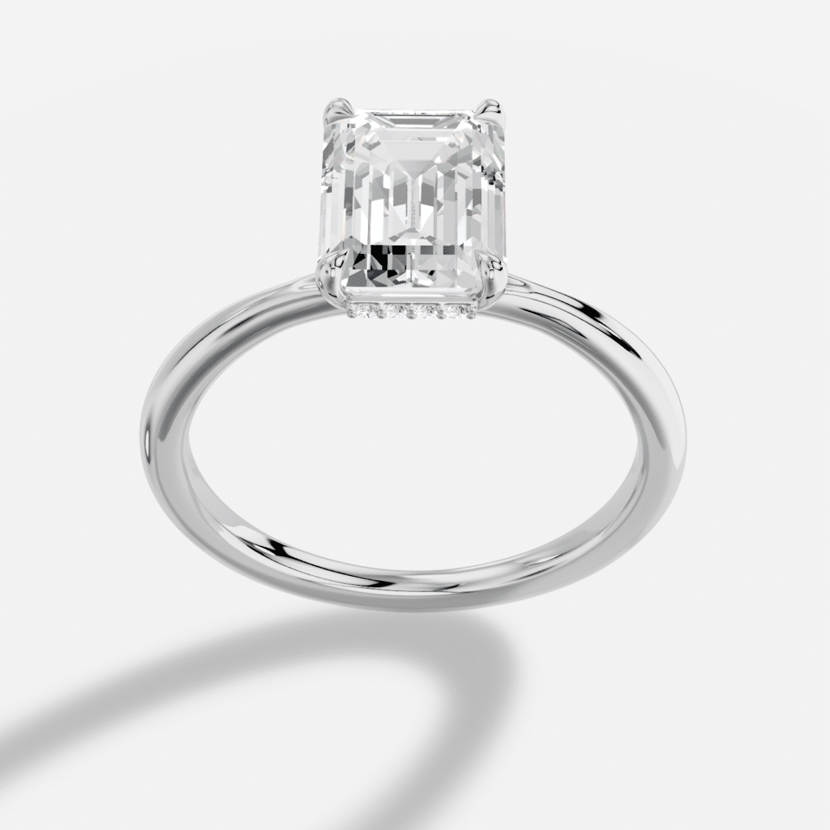 Emerald Cut  Diamond Ring  in 18K White Gold