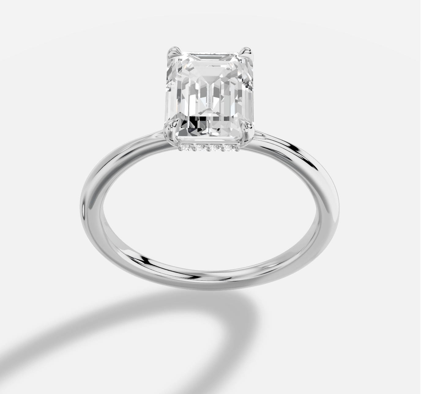 Emerald Cut  Diamond Ring  in 18K White Gold