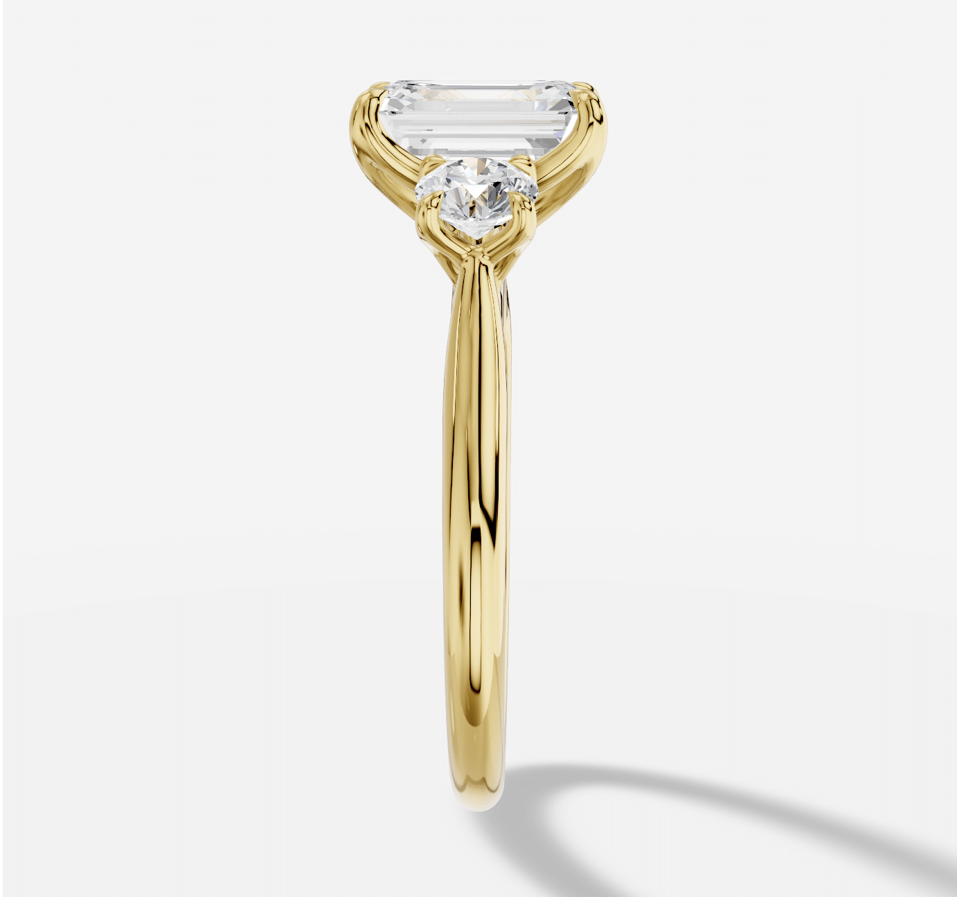 Emerald Cut Three Stone Diamond Ring in 18K Yellow Gold - Image 4