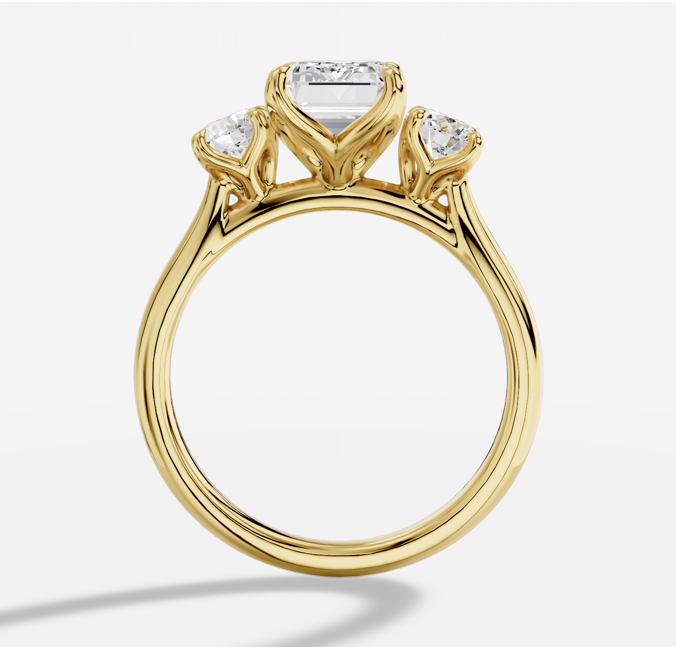 Emerald Cut Three Stone Diamond Ring in 18K Yellow Gold - Image 5